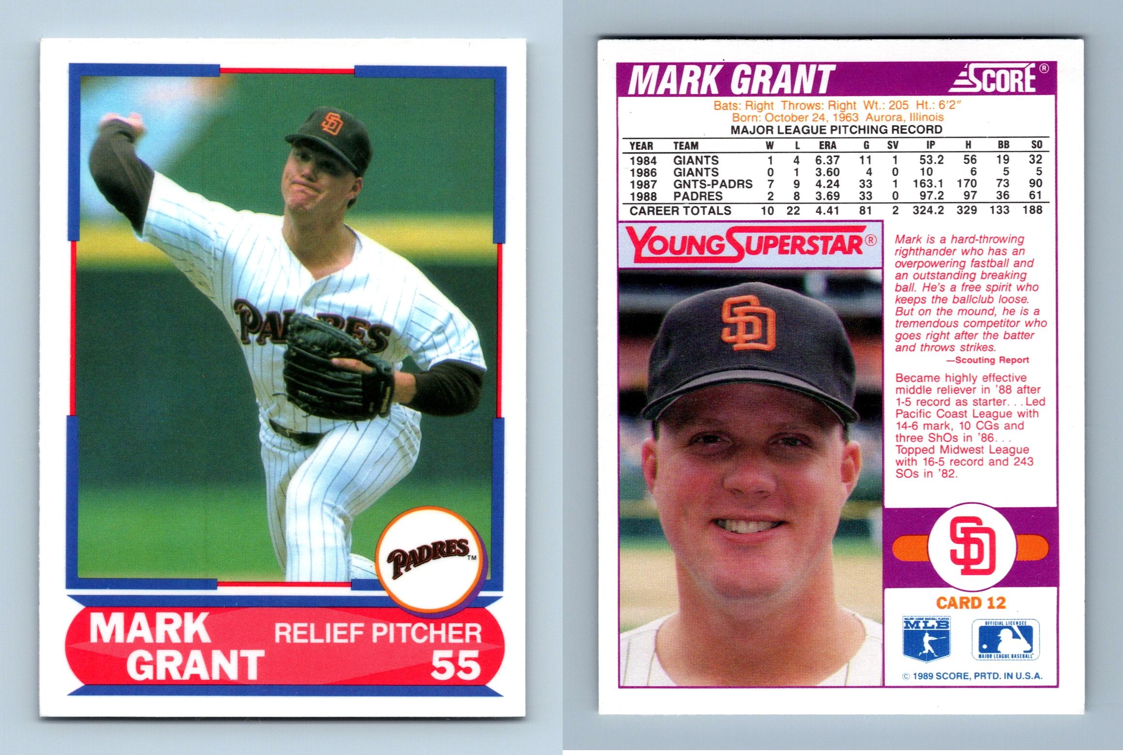 Mark Grant - Padres #12 Score 1989 Young Superstars I Baseball Card