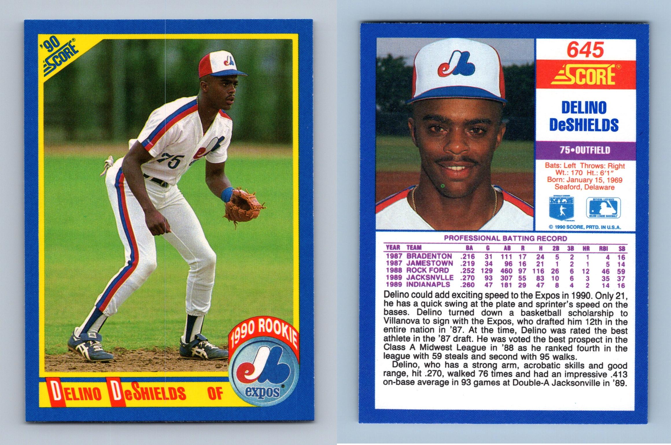 Delino DeShields - Expos #645 Score 1990 Baseball RC Trading Card