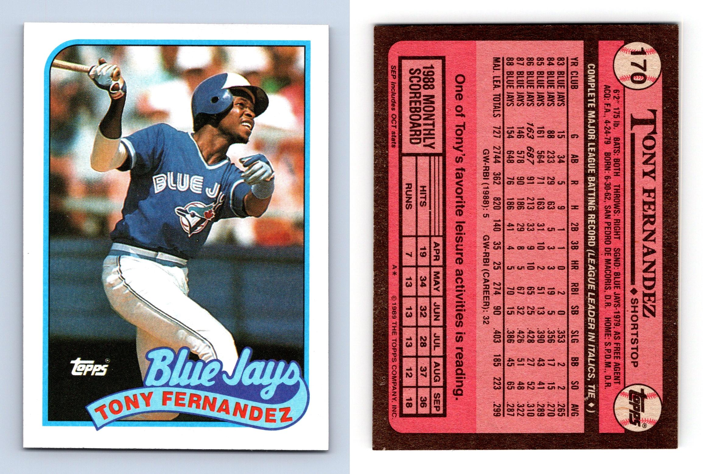 Tony Fernandez - Blue Jays #170 Topps 1989 Baseball Trading Card