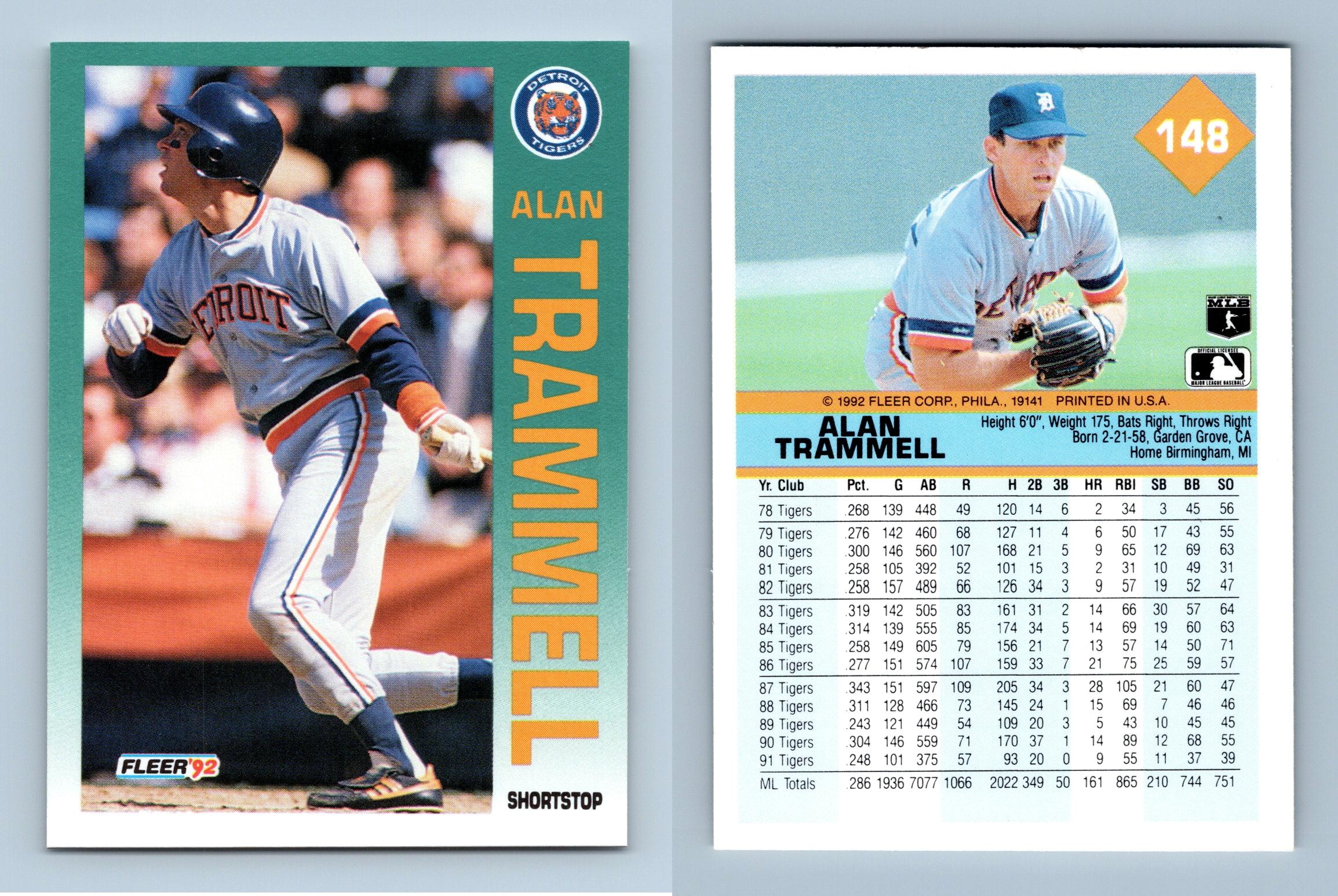 Alan Trammell - Tigers #148 Fleer 1992 Baseball Trading Card