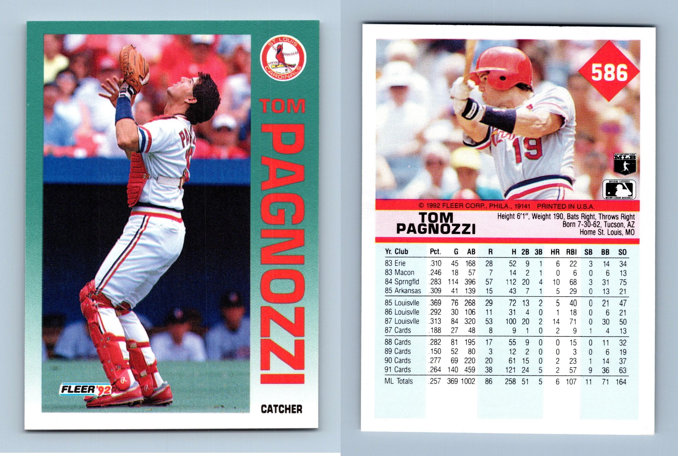 Tom Pagnozzi - Cardinals #586 Fleer 1992 Baseball Trading Card