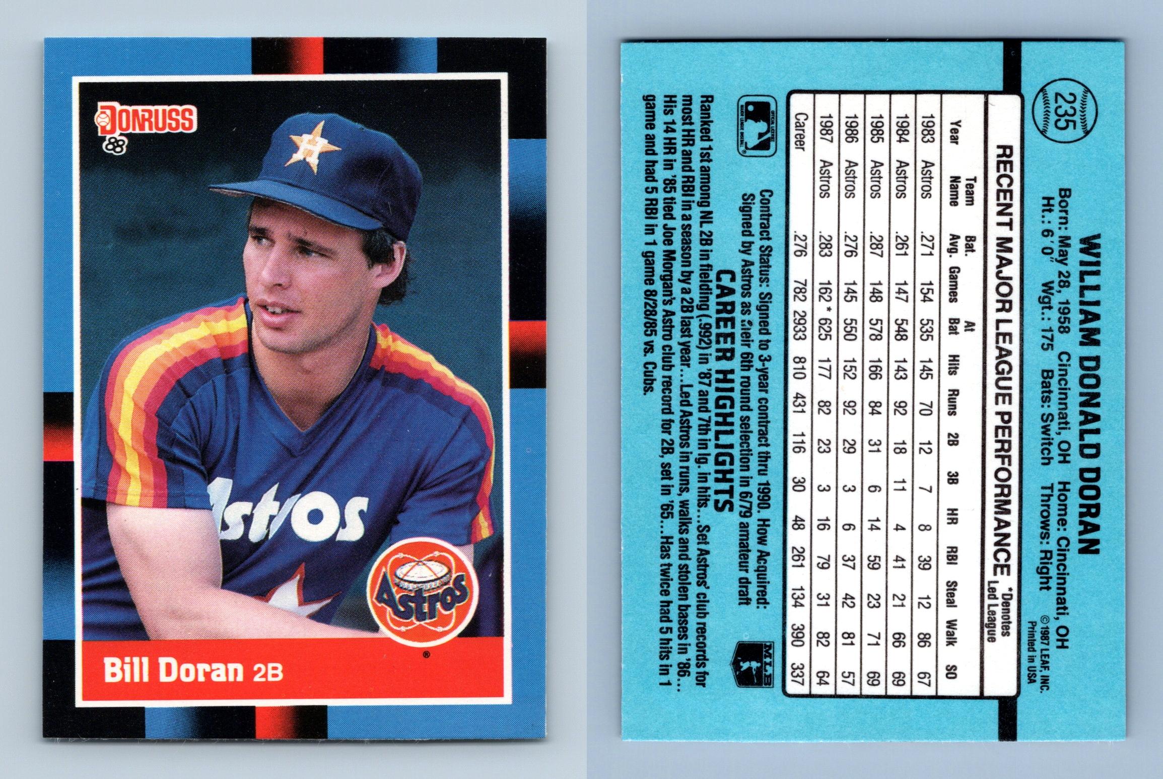 Bill Doran - Astros #235 Donruss 1988 Baseball Trading Card
