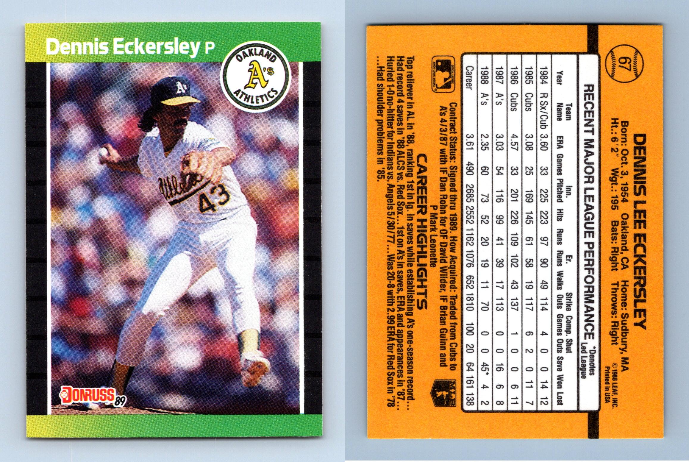 Dennis Eckersley - Athletics #67 Donruss 1989 Baseball Trading Card