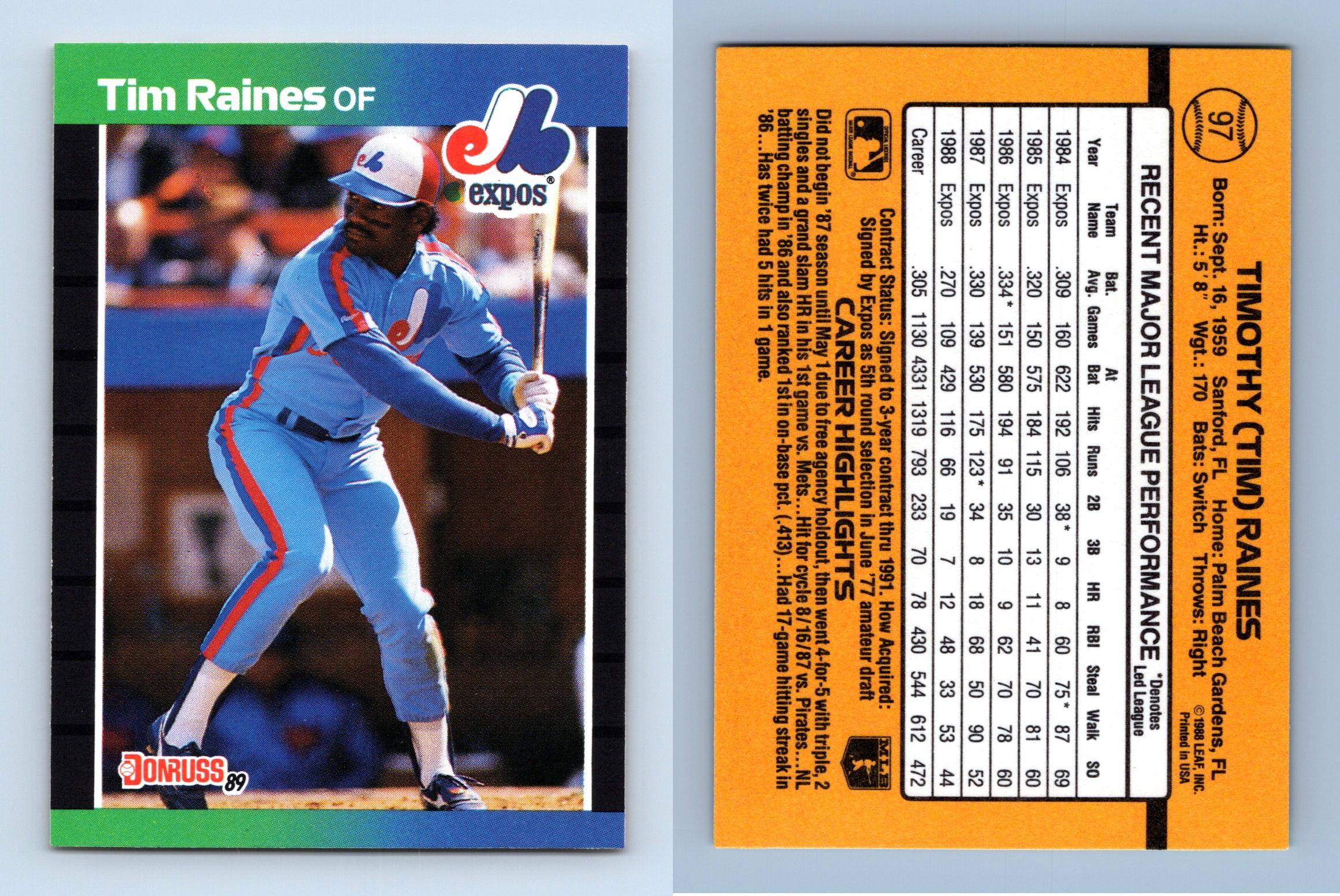 4 Card Tim Raines Baseball Card Lot -Montreal Expos