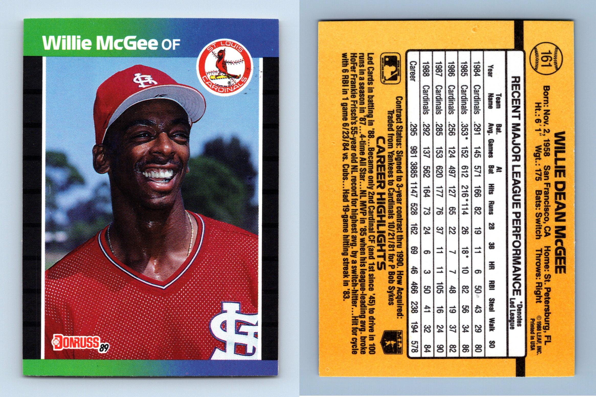 Willie McGee - Cardinals #161 Donruss 1989 Baseball Trading Card