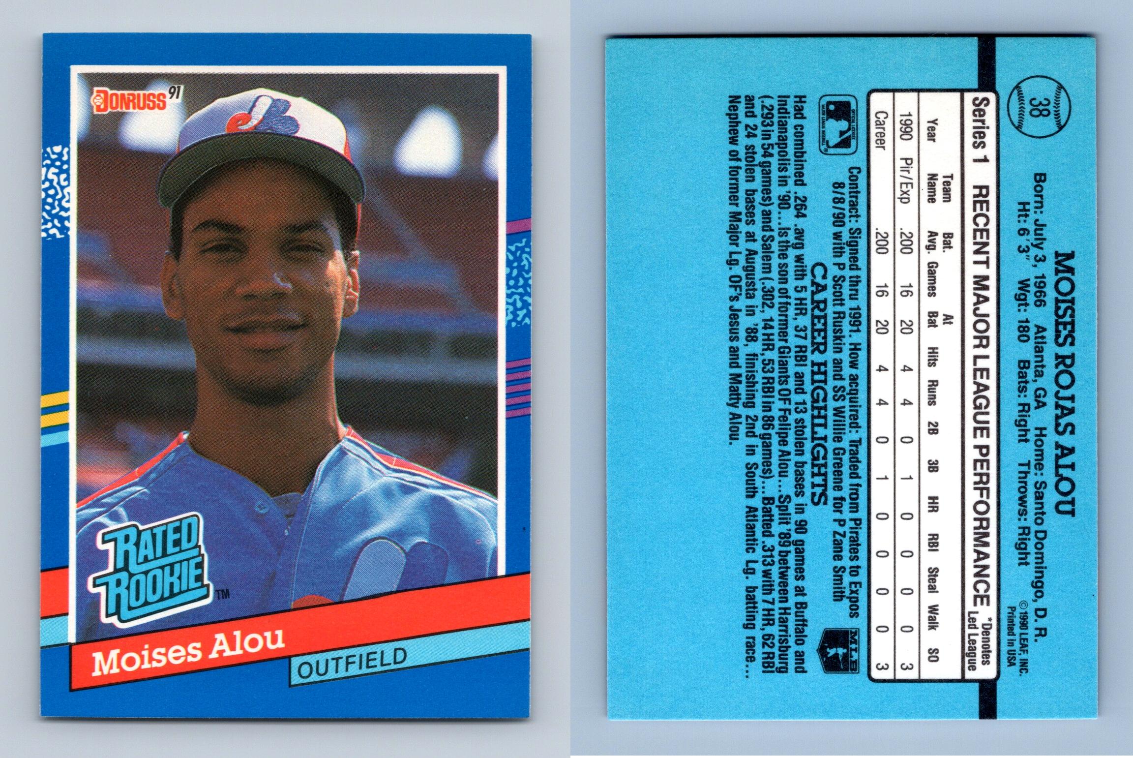 Moises Alou #38 Donruss 1991 Baseball Trading Card