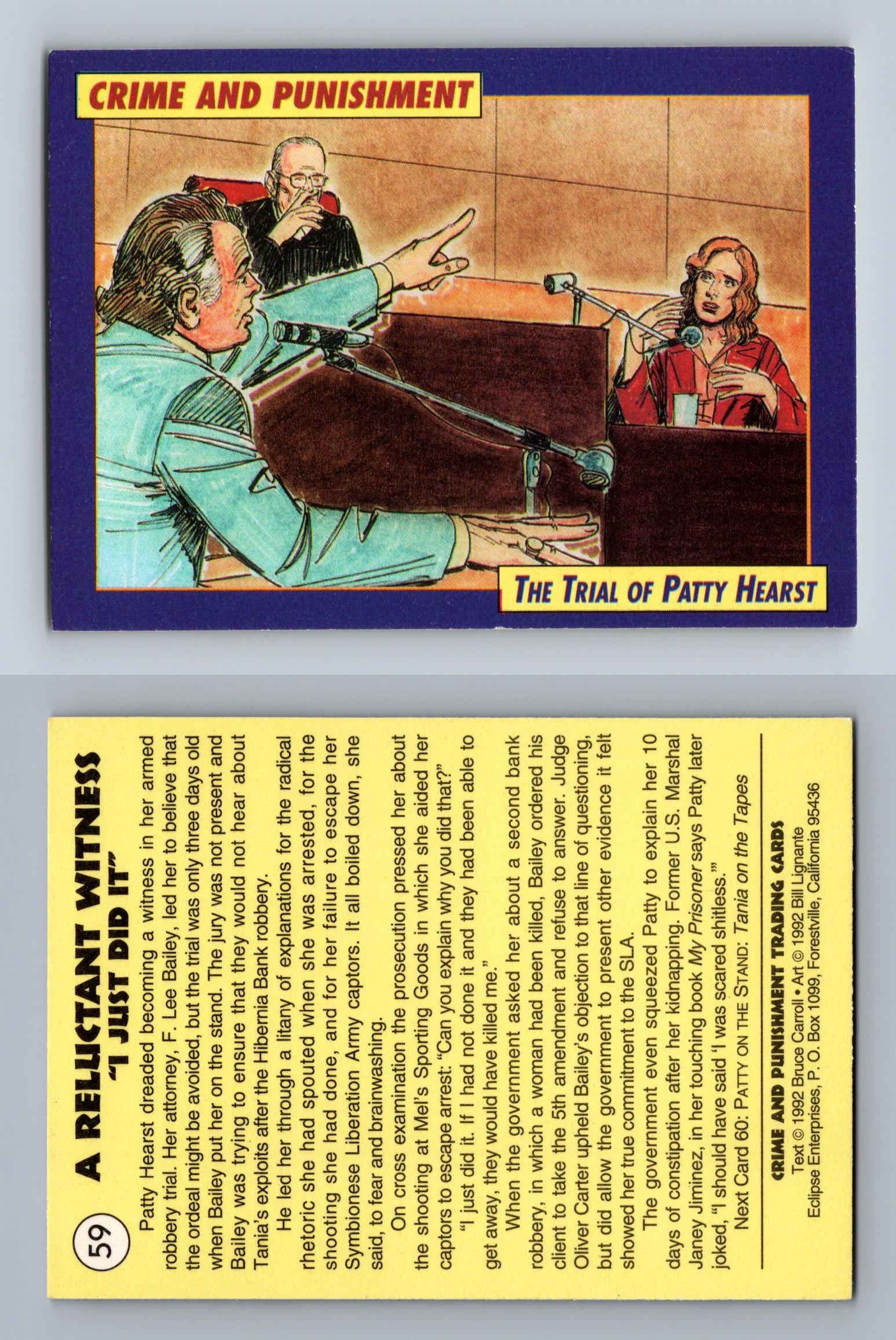 A Reluctant Witness 59 Crime & Punishment 1992 Eclipse Trading Card