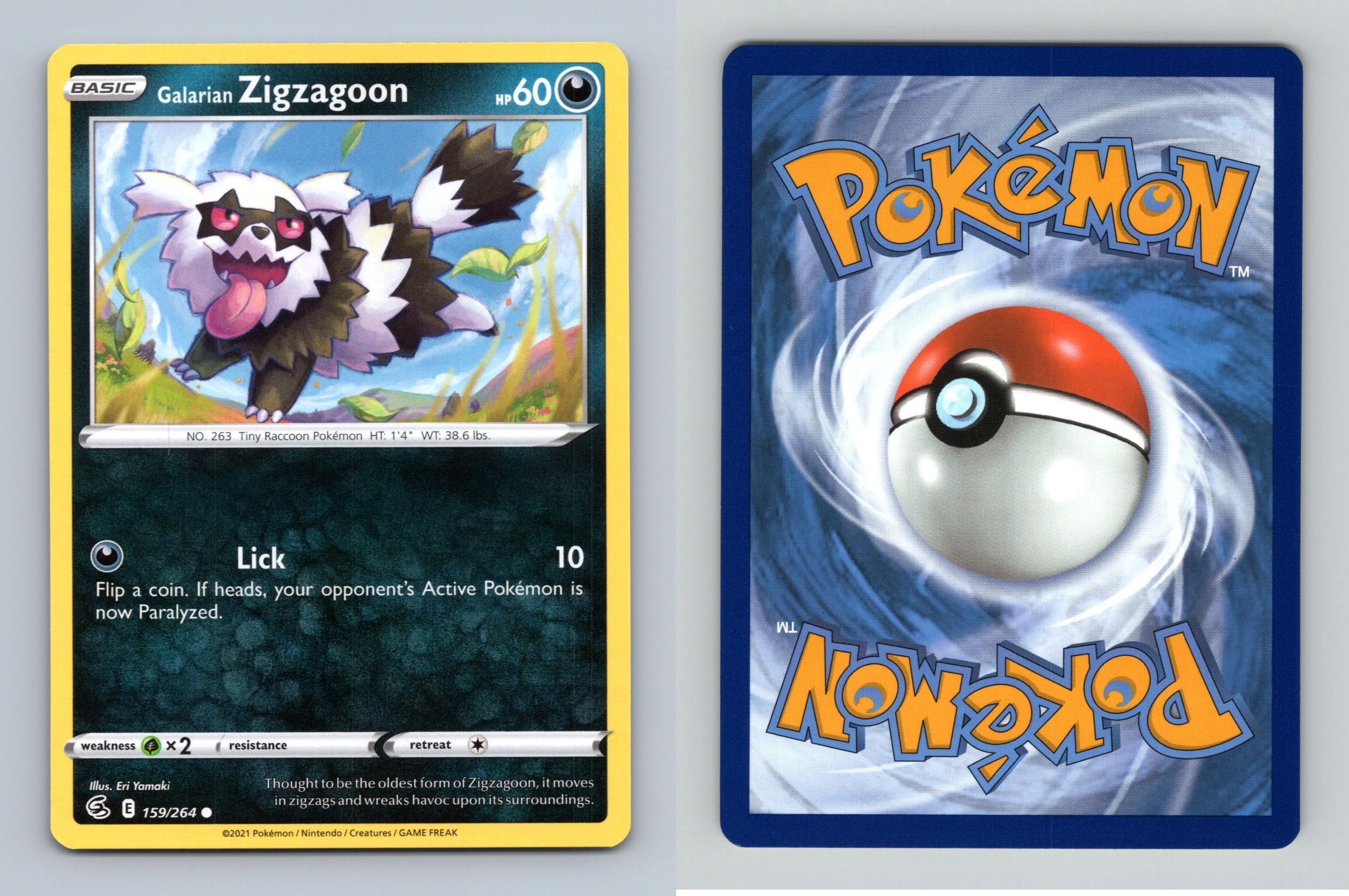 Galarian Zigzagoon #159/264 SWSH Fusion Strike Common Pokemon 2021 TCG Card