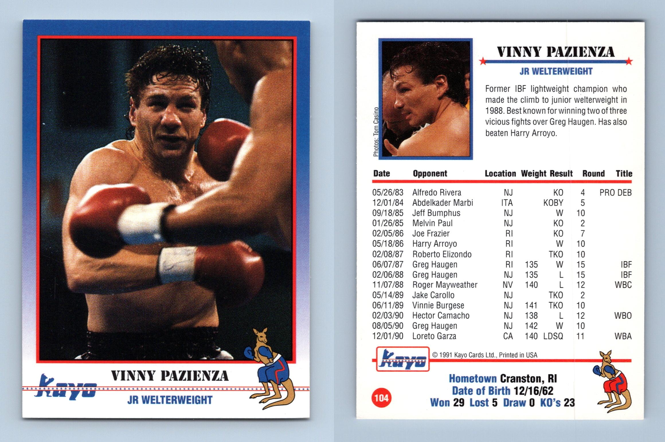 Vinny Pazienza #104 Kayo Boxing 1991 Trading Card