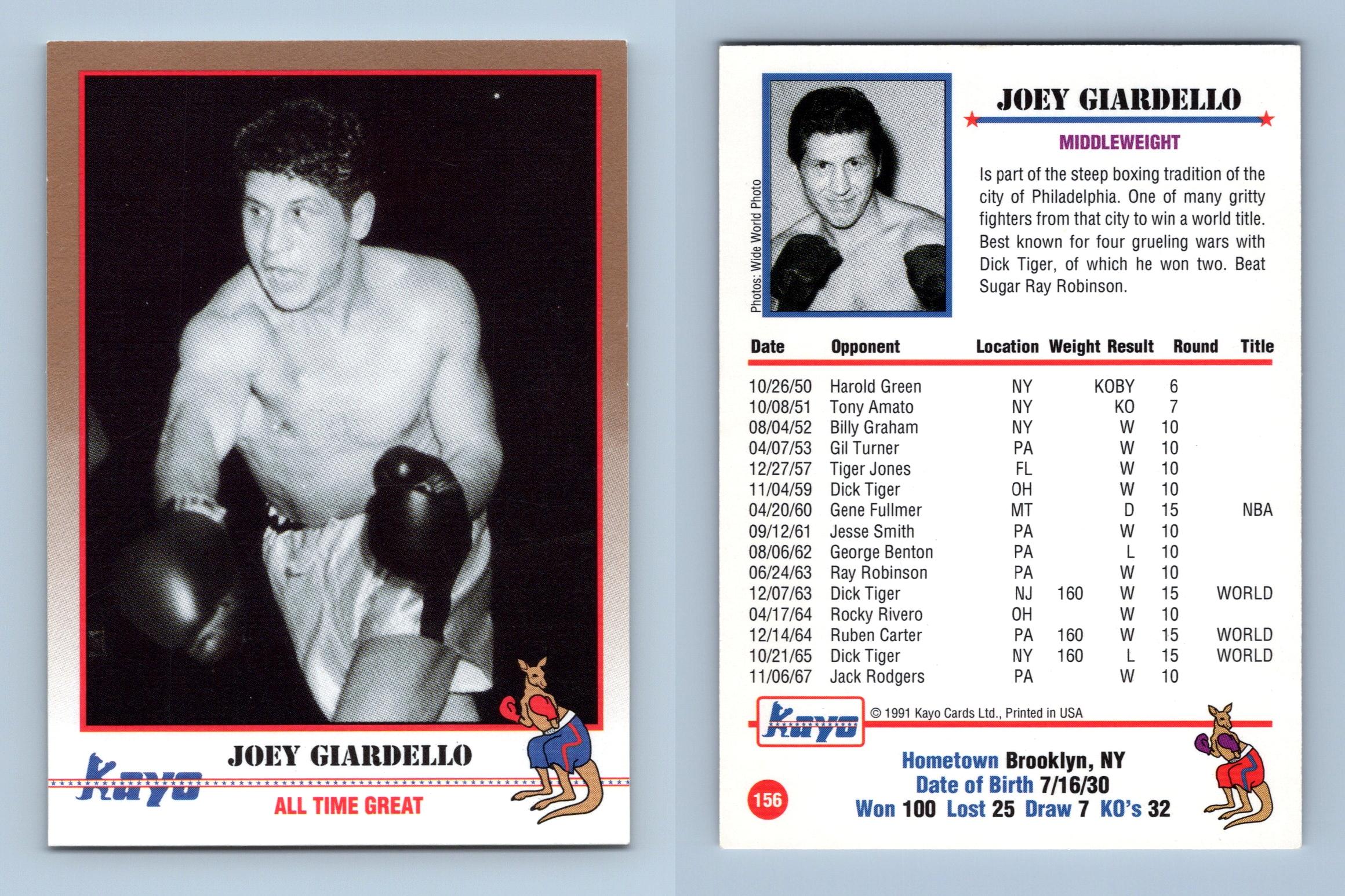 Joey Giardello #156 Kayo Boxing 1991 Trading Card