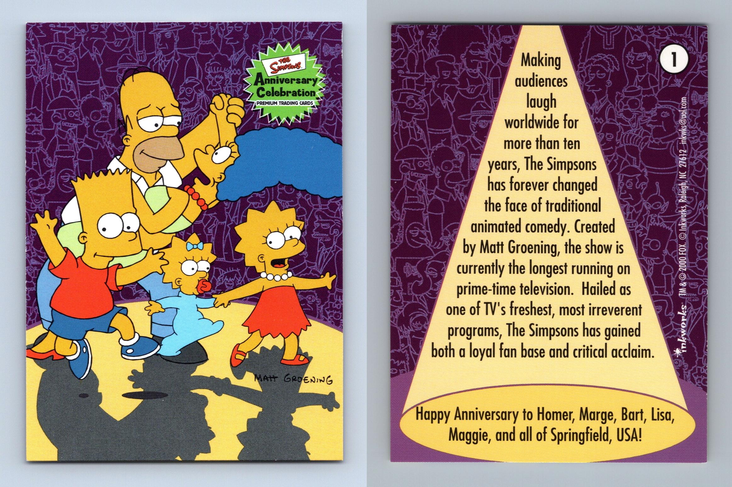 The Simpsons 1 The Simpsons 10th Anniversary 2000 Inkworks Trading Card