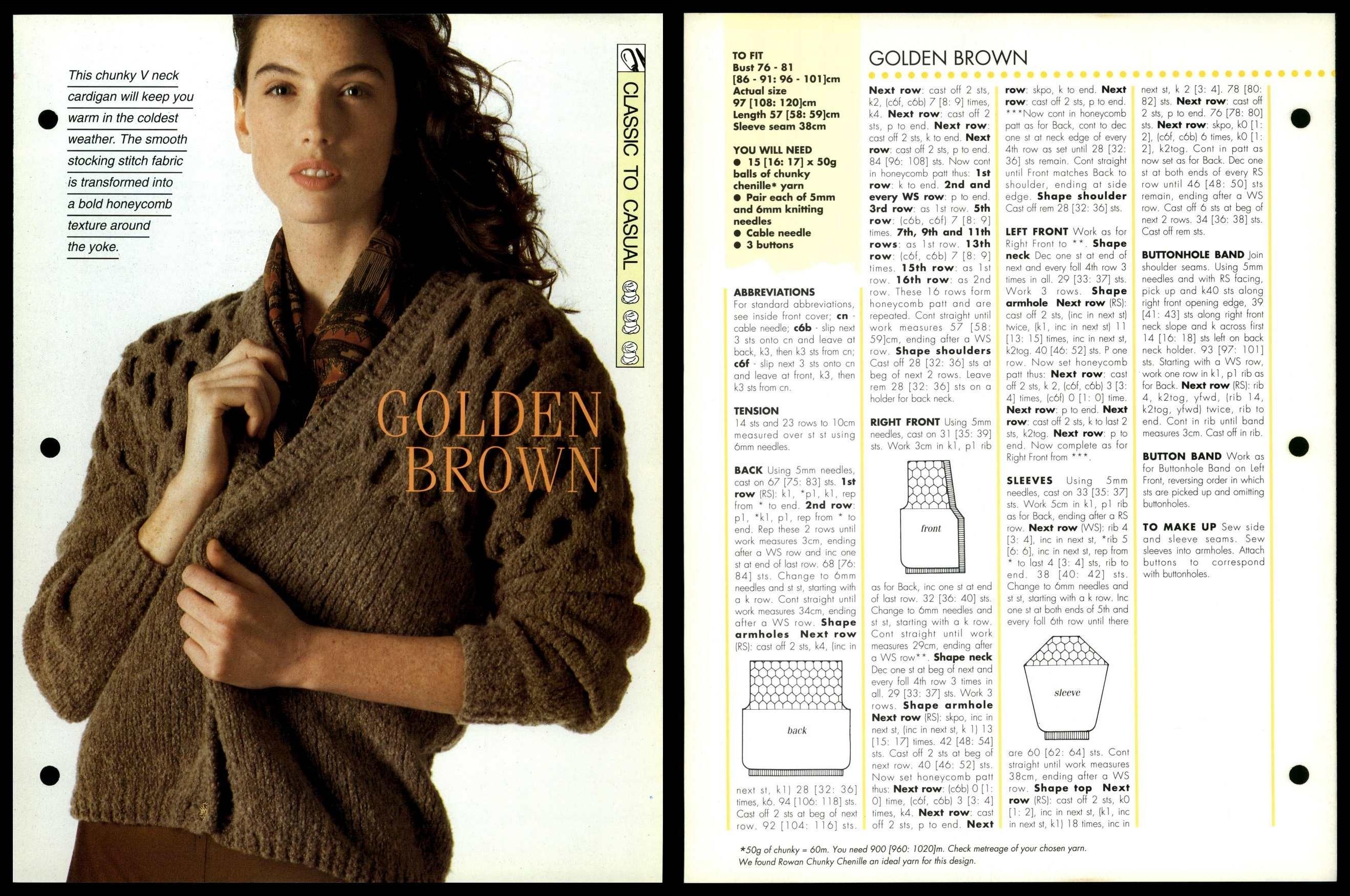 Golden Brown - V Neck Cardigan - Creative Needles - Chunky 