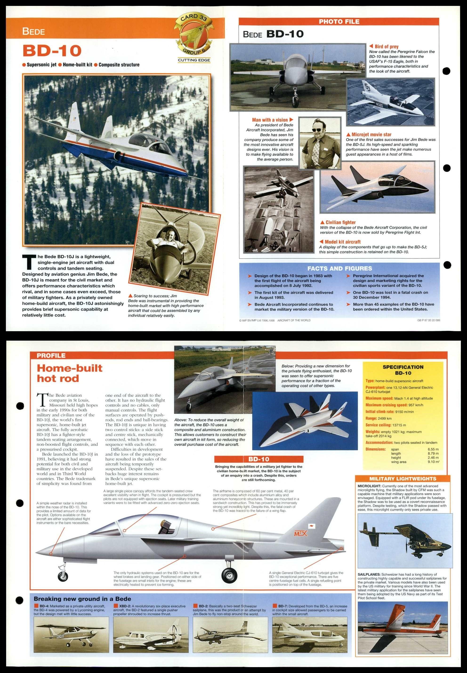 BD-10 #33 Cutting Edge Aircraft Of The World Fold-Out Card