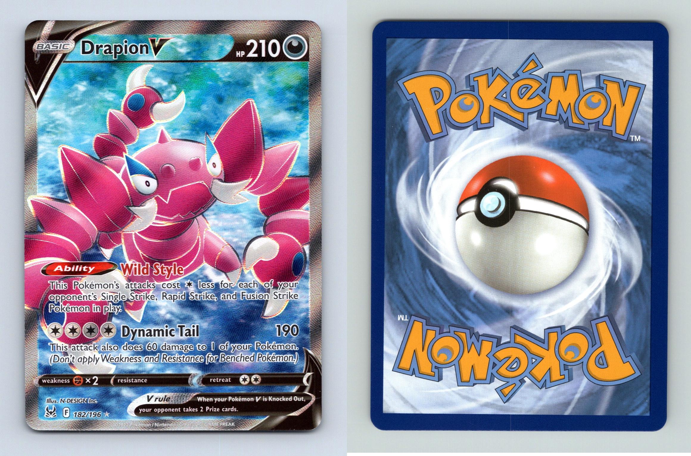 Drapion V 182/196 SWSH Lost Origin Ultra Rare Full Art Pokemon TCG Card