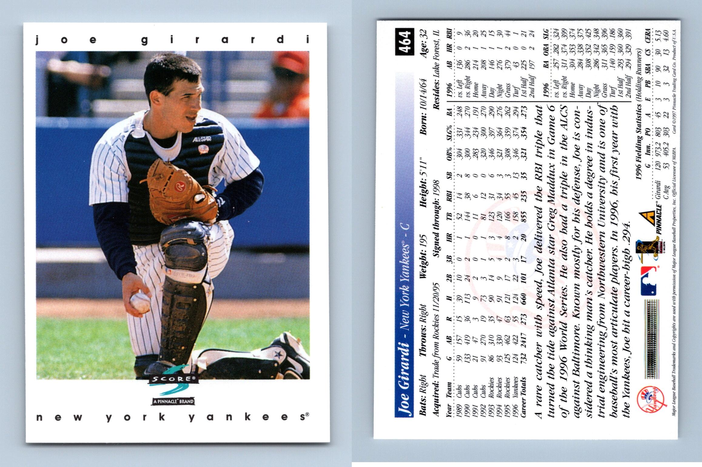 Joe Girardi - Yankees #464 Score 1997 Baseball Trading Card