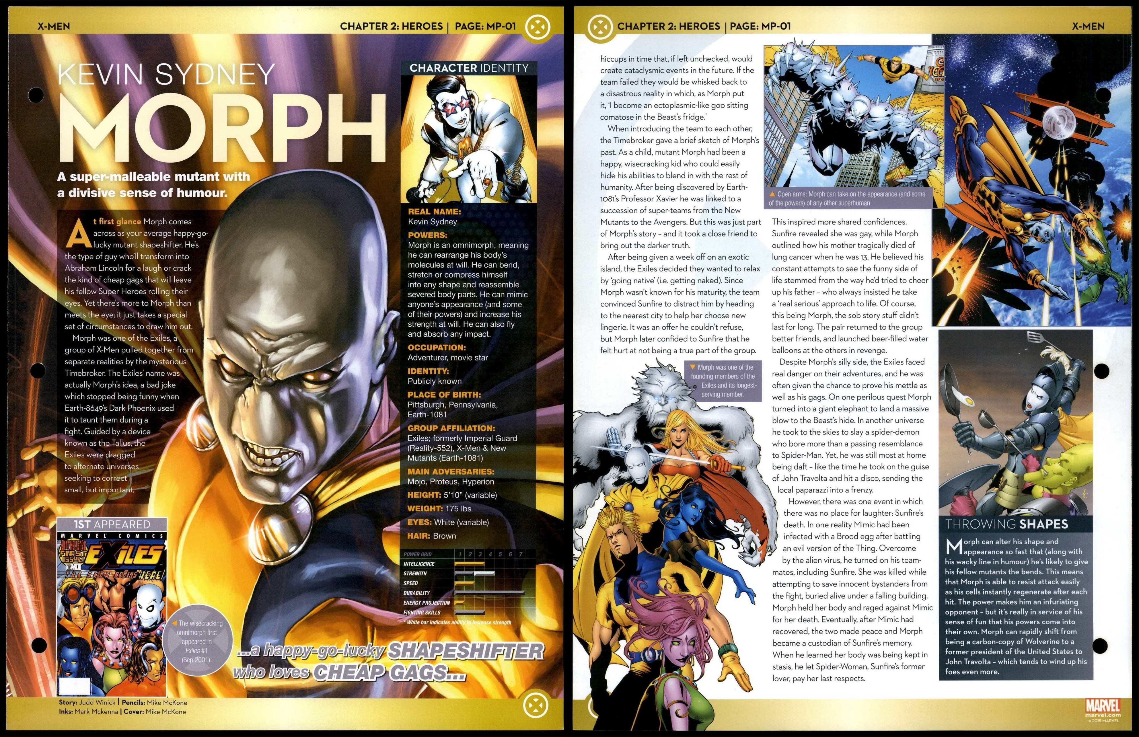 Morph - Kevin Sydney #MP-01 Heroes - X-Men Marvel Fact File Page