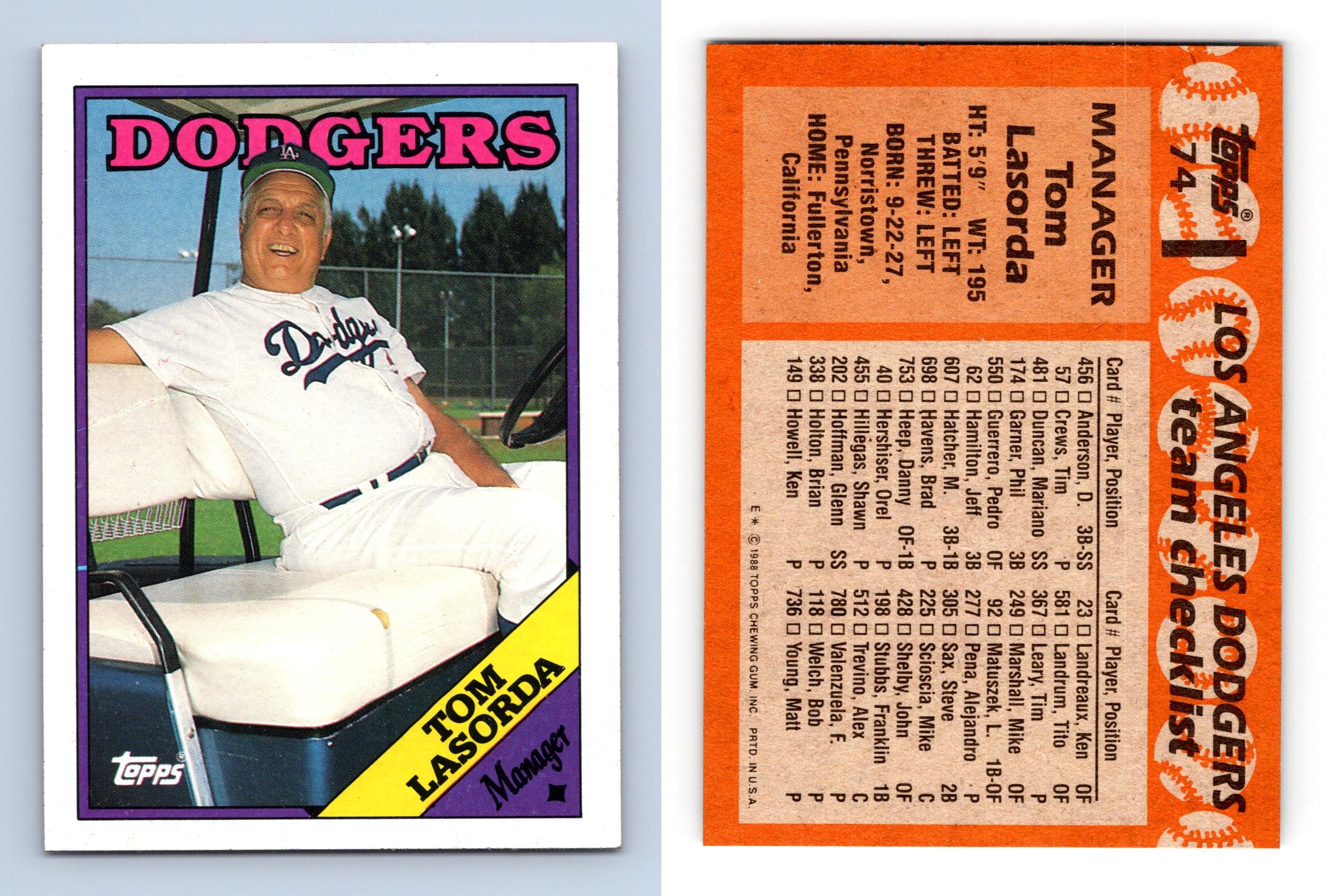  1988 Topps Baseball Card #74 Tom Lasorda