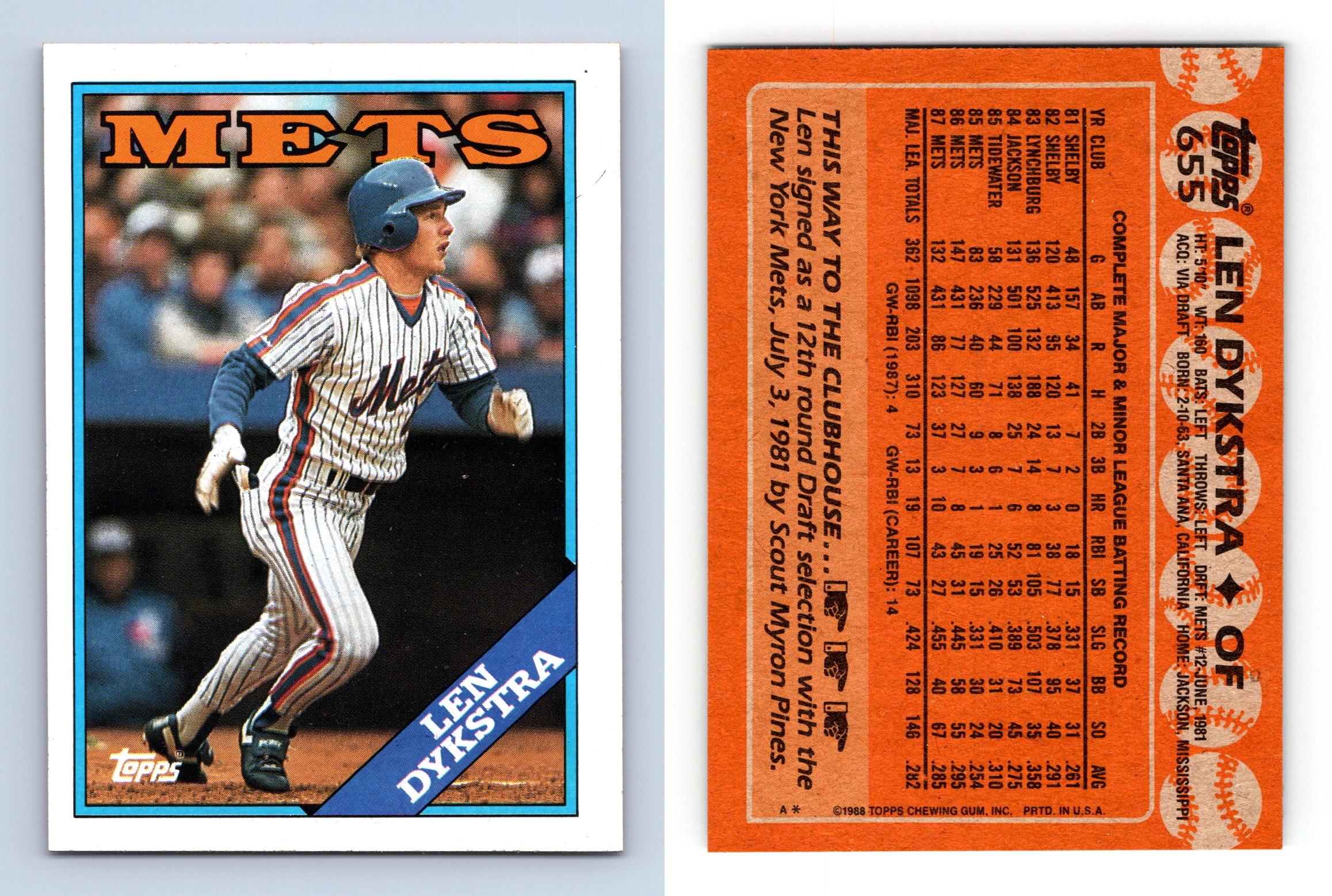 Len Dykstra - Mets #655 Topps 1988 Baseball Trading Card