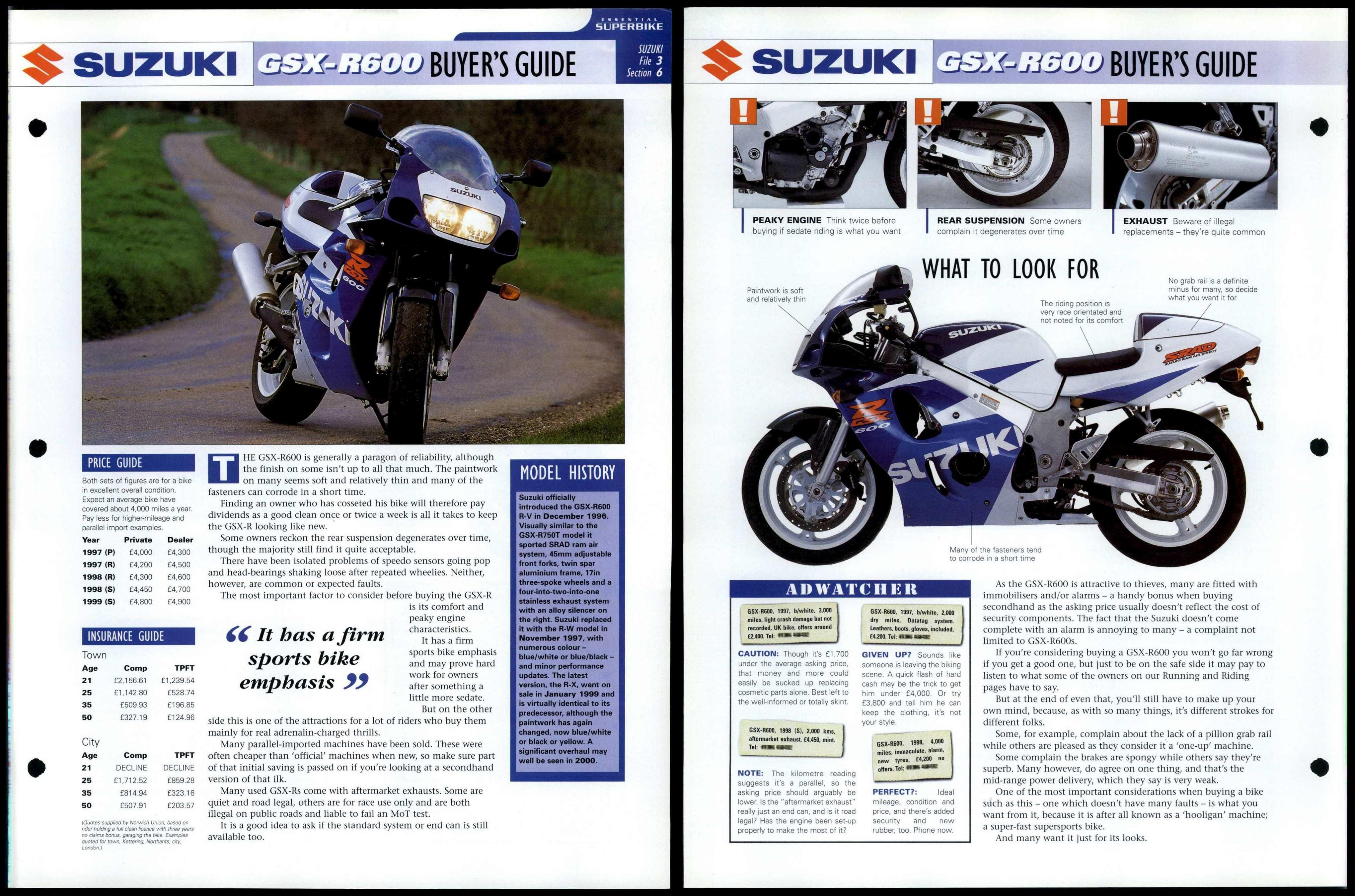 Suzuki GSX-R600 - Buyers Guide - Essential Superbike Data File Page