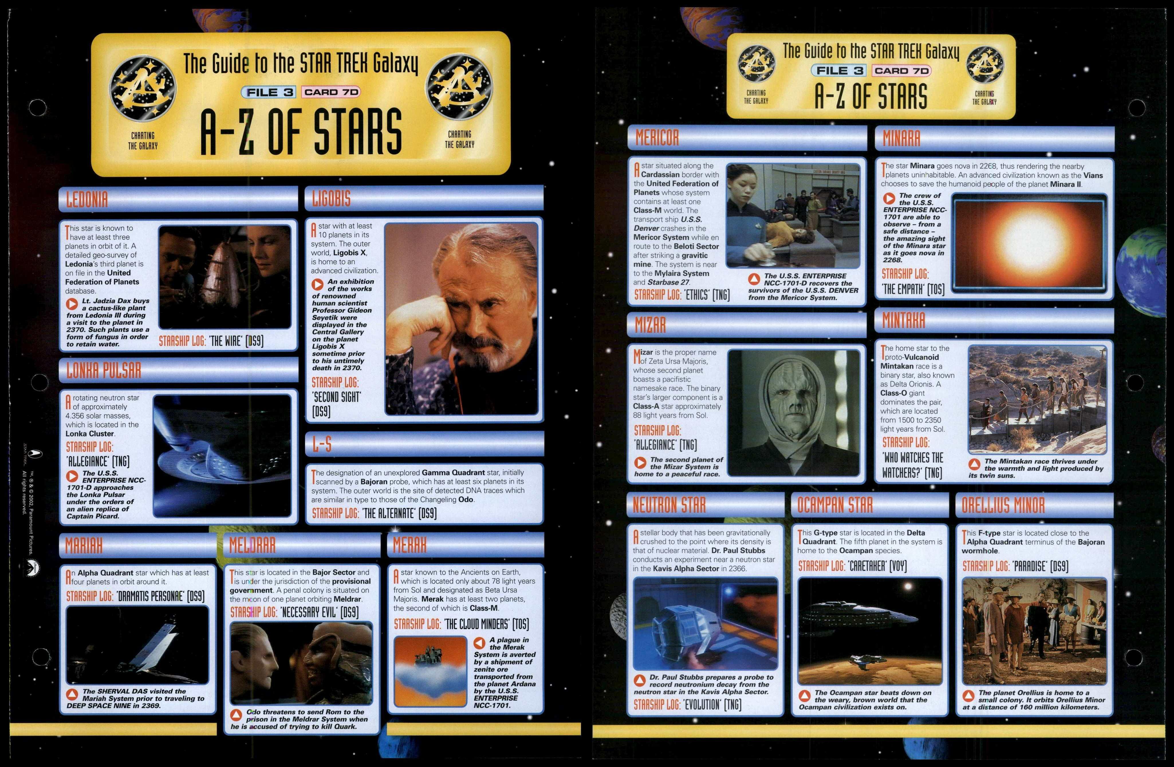 A-Z Of Stars - Card 7D - Charting The Galaxy - Star Trek Fact File Page