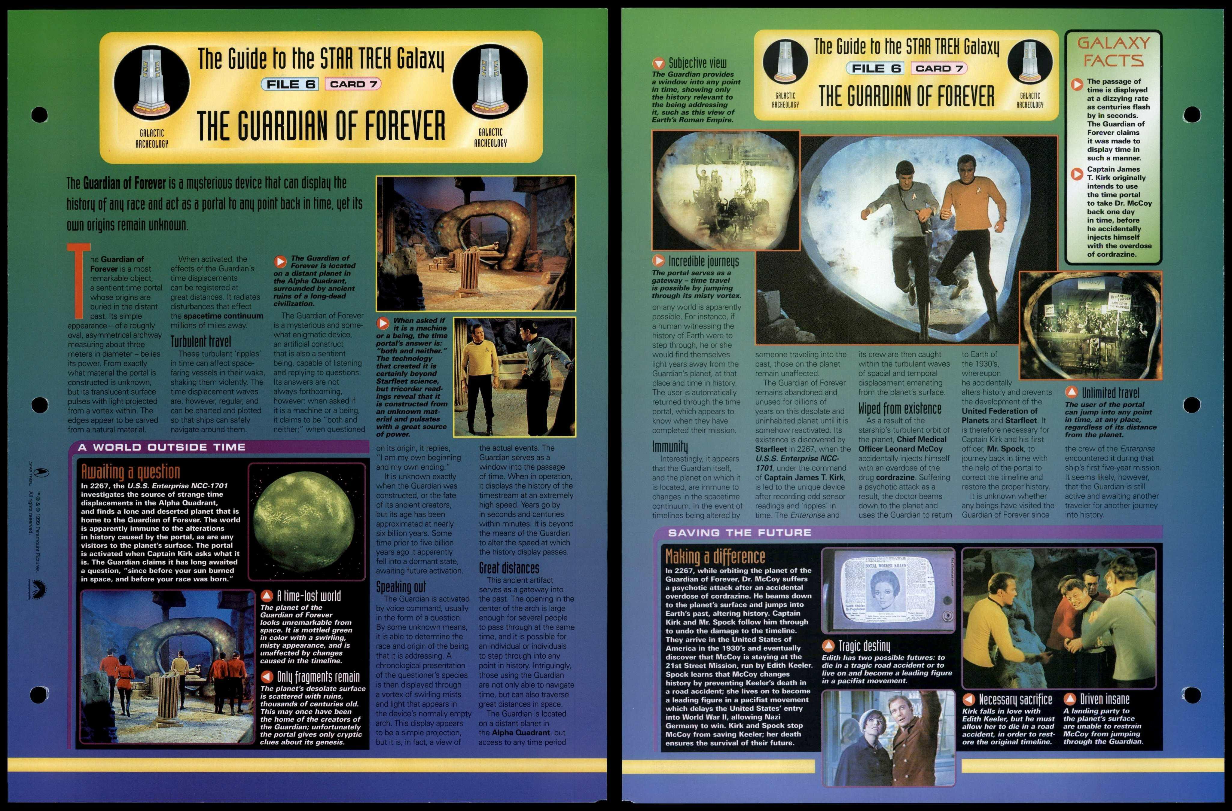 The Guardian Of Forever - Galactic Archeology - Star Trek Fact File Page