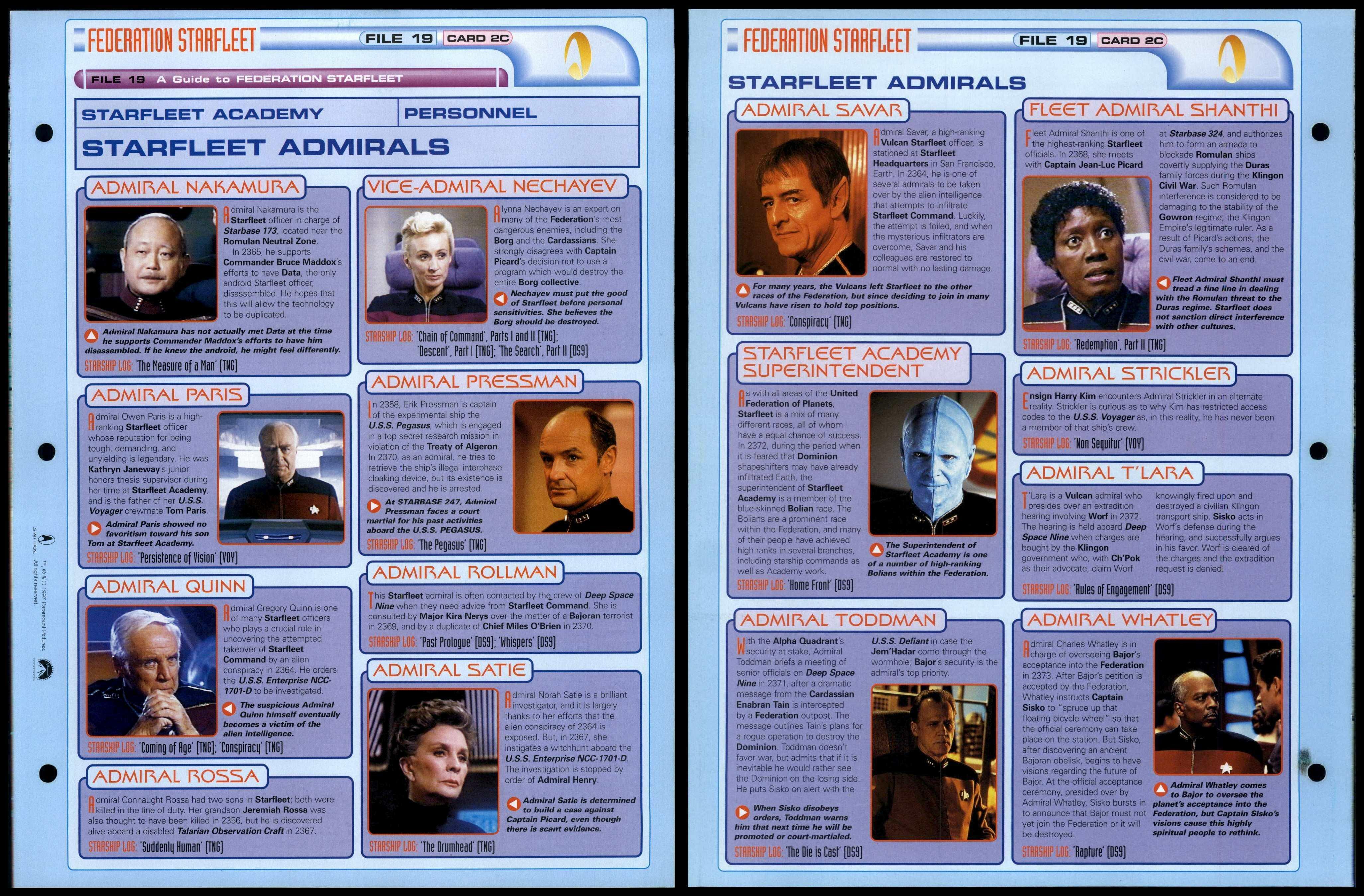 Starfleet Admirals #2C Guide Federation Starfleet - Star Trek Fact File ...