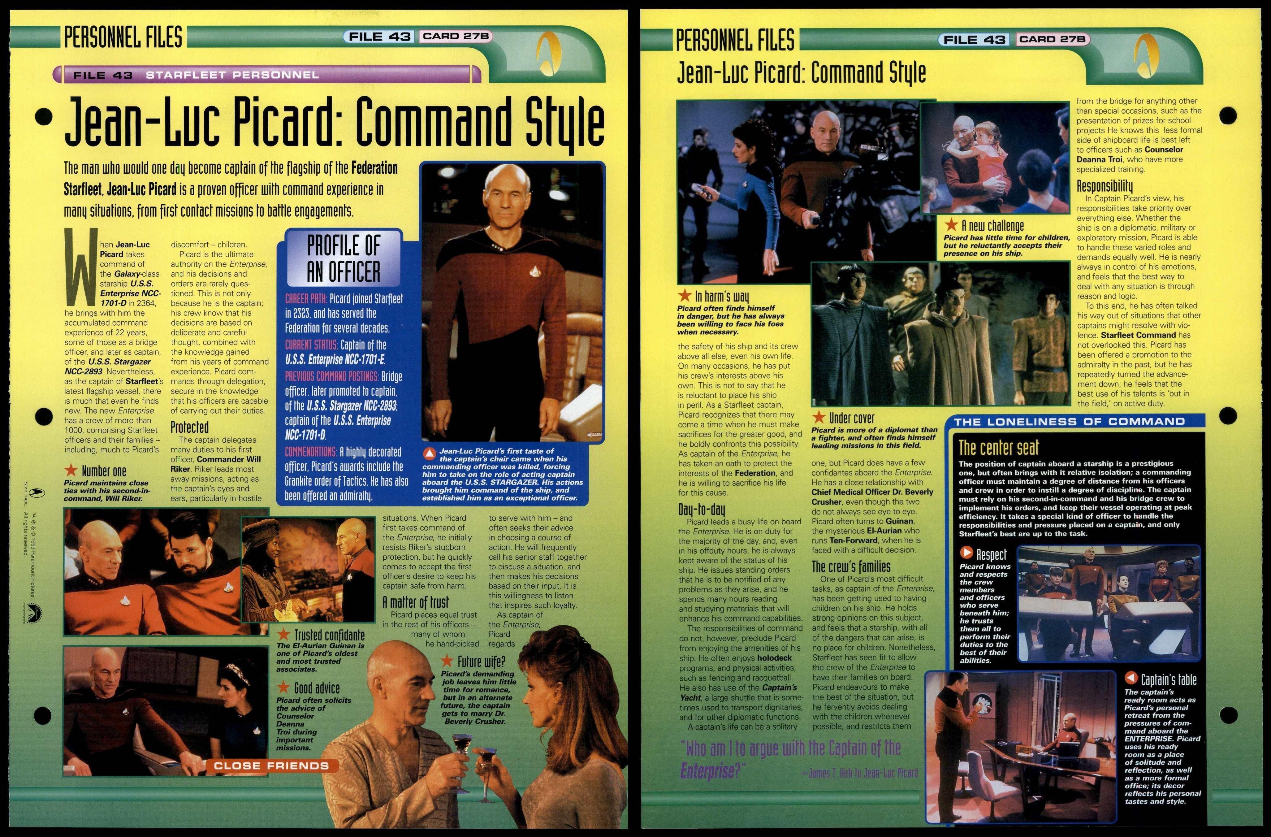 Jean-Luc Picard: Command Style - Starfleet Personnel - Star Trek Fact ...