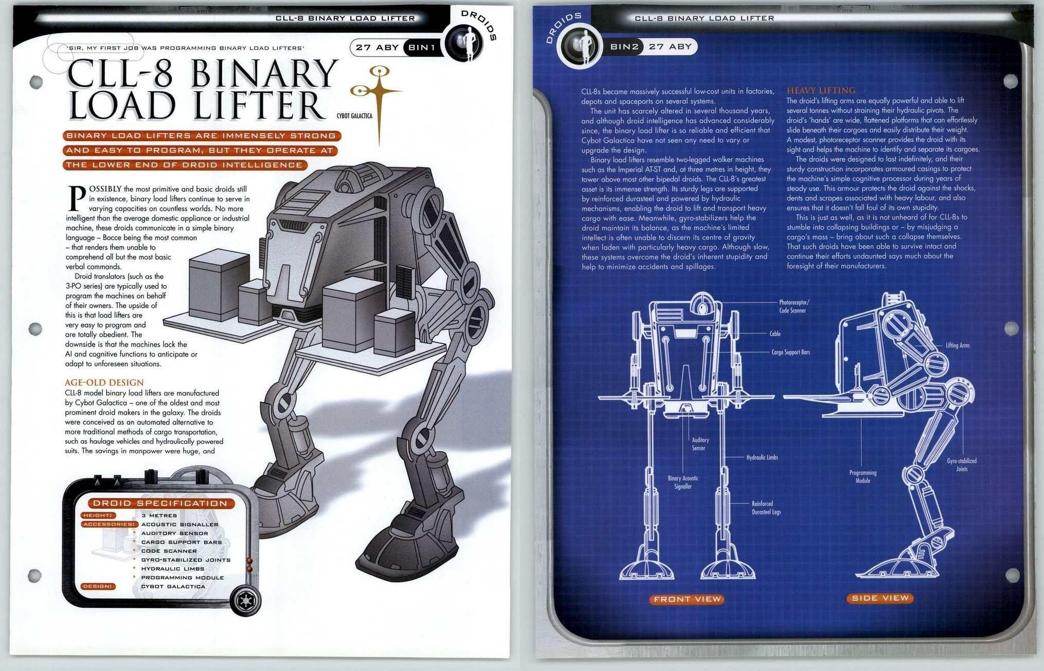 CLL8 Binary Load Lifter BIN12 Droids Star Wars Fact File Page