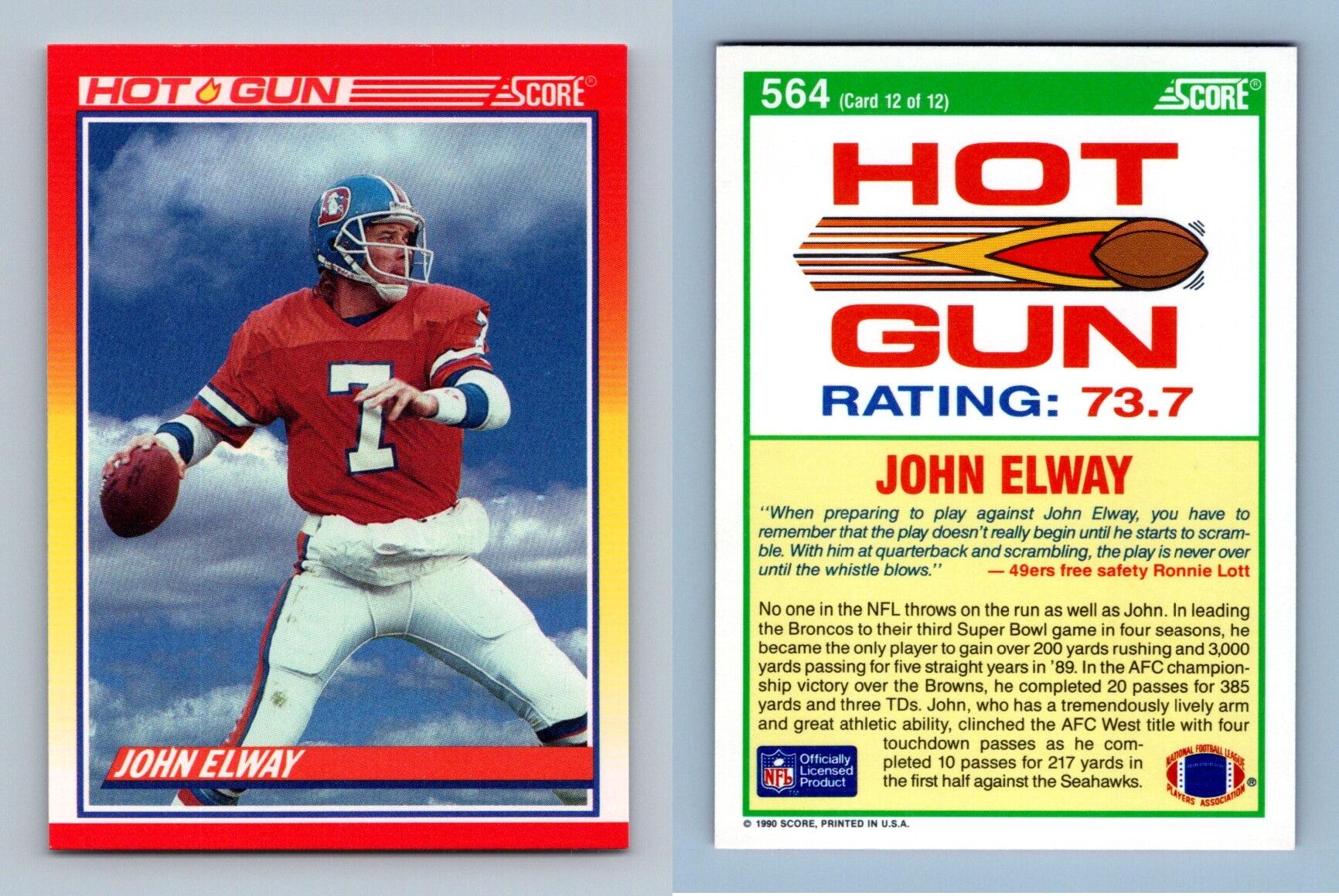 John Elway #564 Score 1990 NFL Football Hot Gun Trading Card