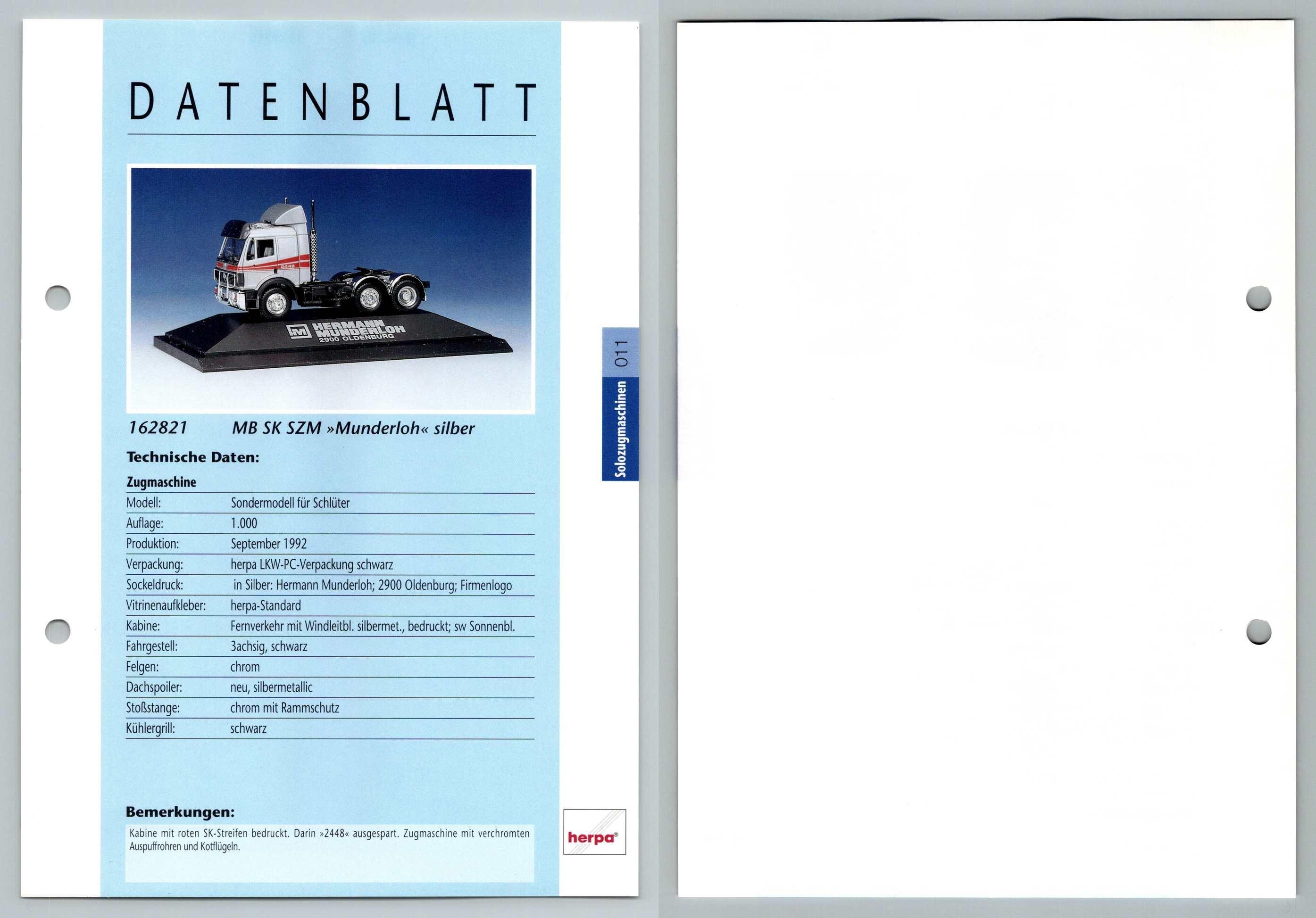 Mb Sk Szm Munderloh 11 Solozugmaschinen Datenblatt Herpa Data Sheet