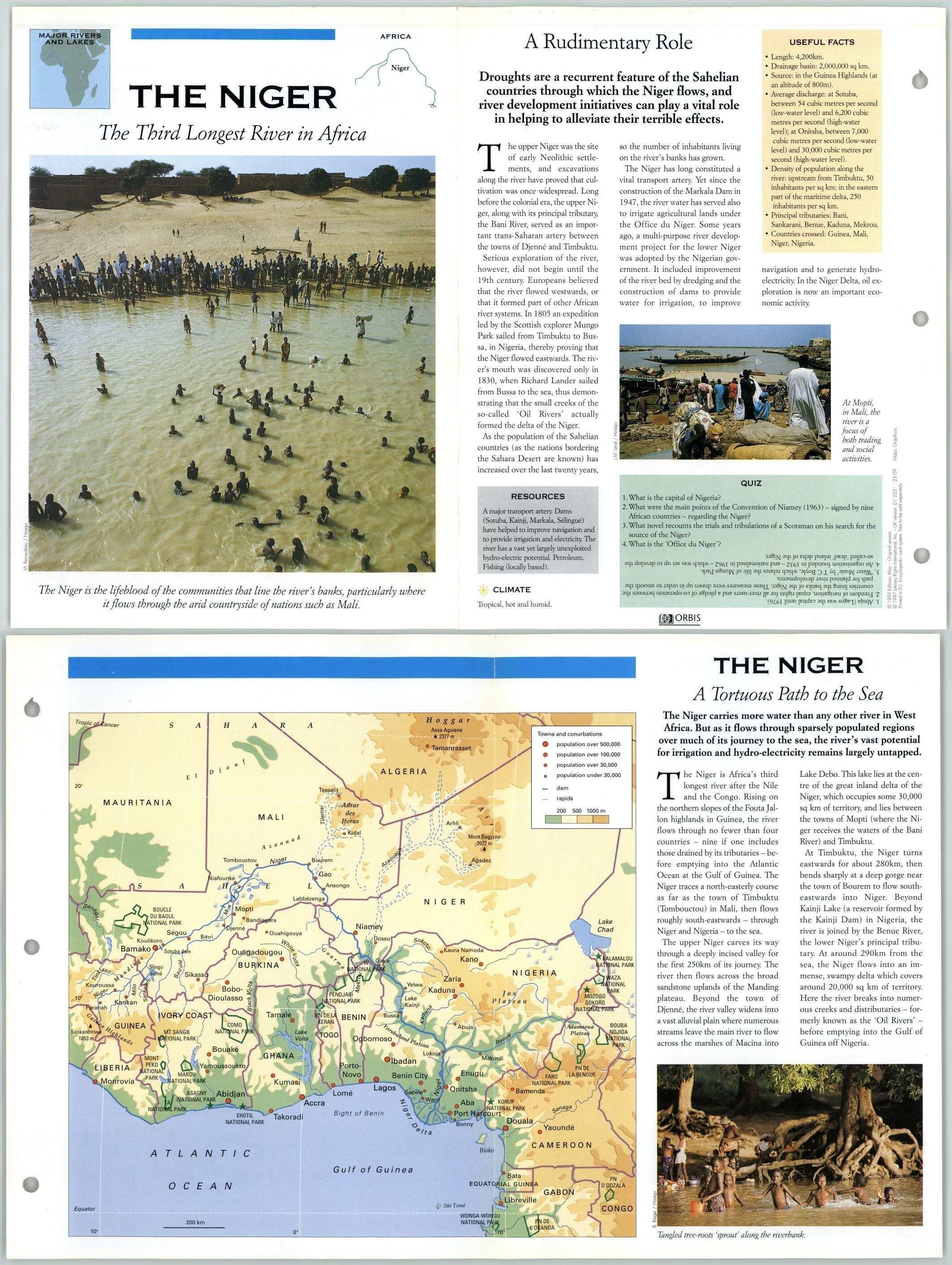 The Niger - Rivers & Lakes - Atlas Of The World - Fact File Fold-Out Page