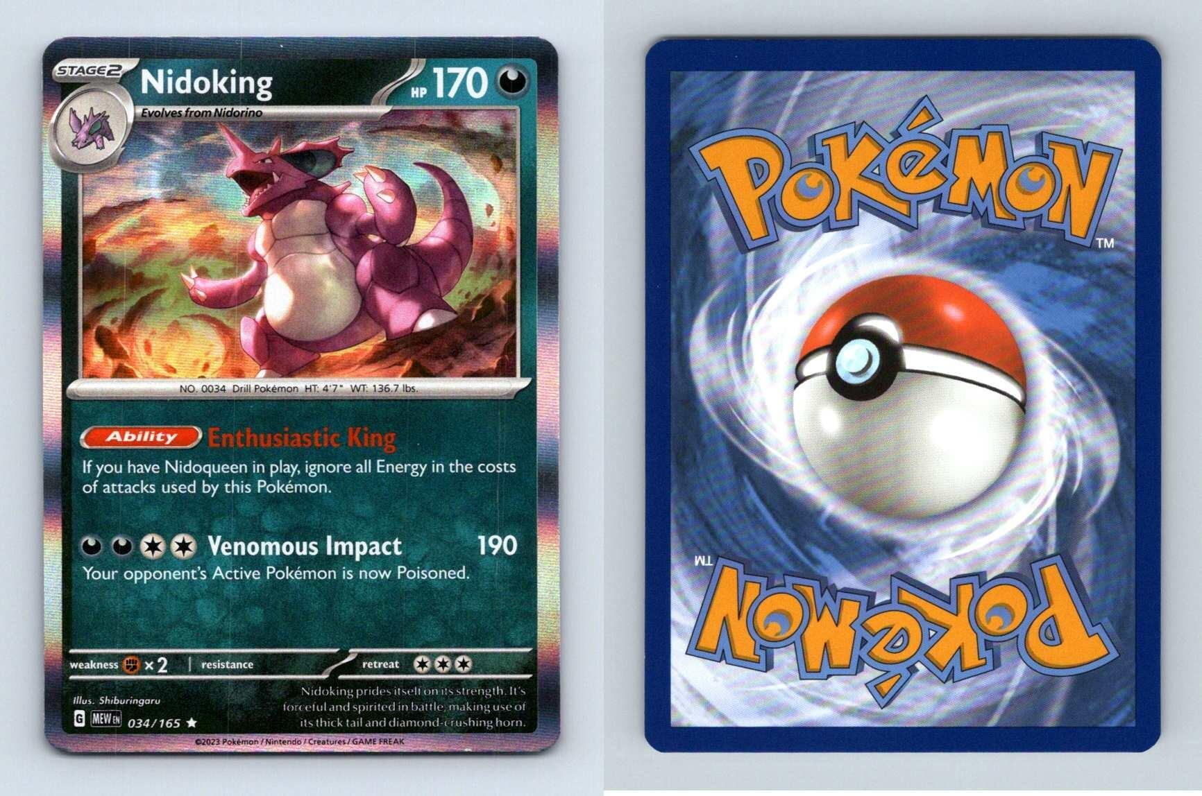 Nidoking #34/165 Scarlet & Violet 151 Pokemon 2023 Rare Holo TCG Card