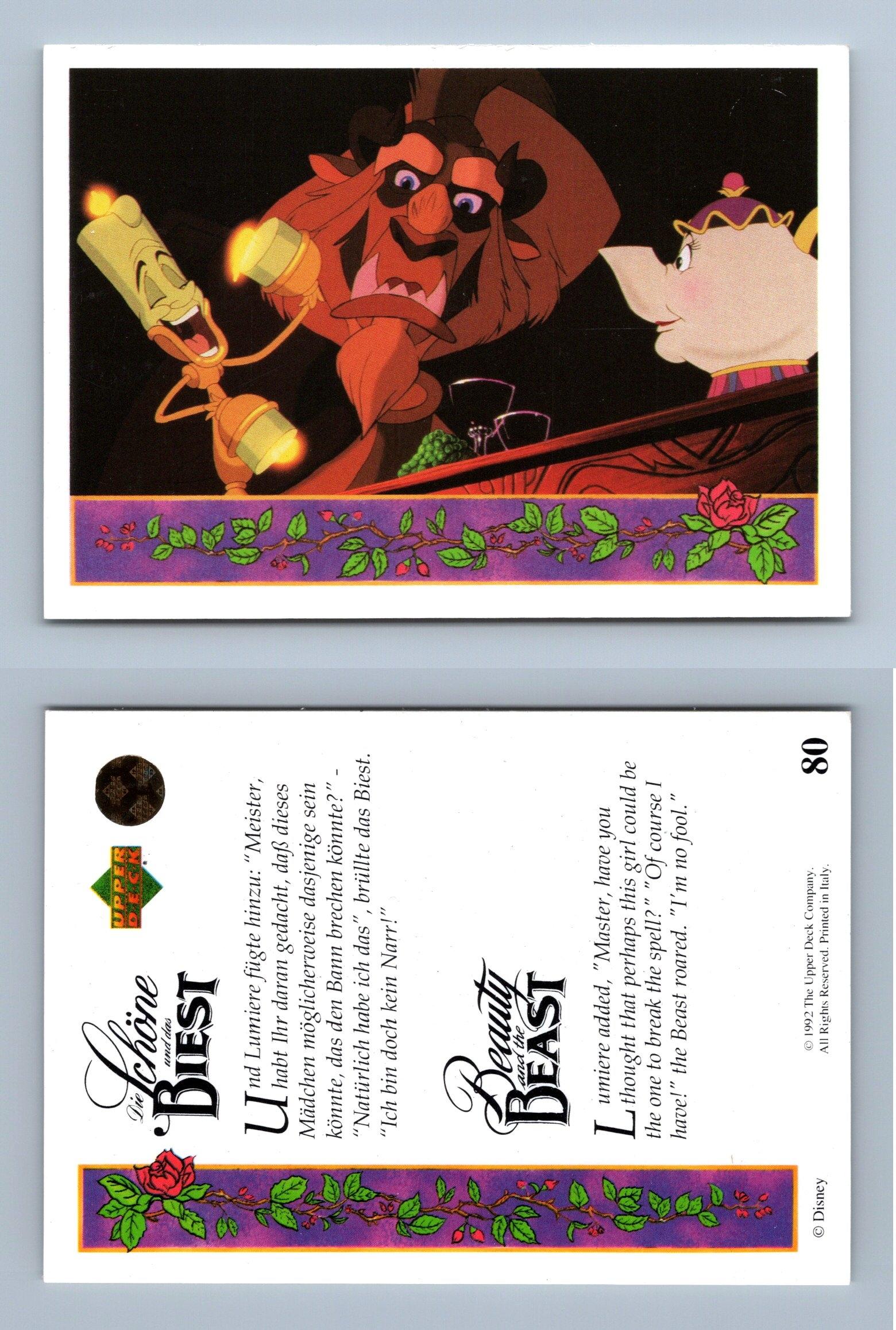 Beauty And The Beast 80 Upper Deck 1992 Disney Trading Card