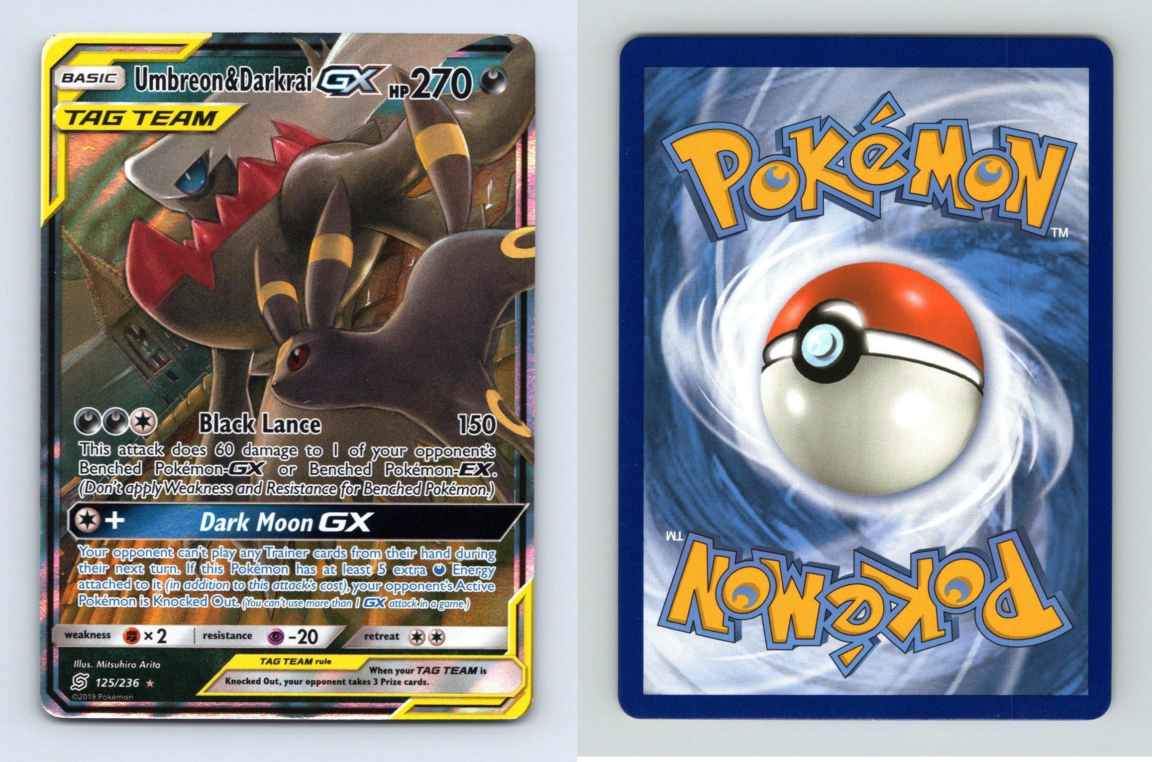 Umbreon & Darkrai GX #125/236 SM Unified Minds Ultra Rare Holo Tag Team ...