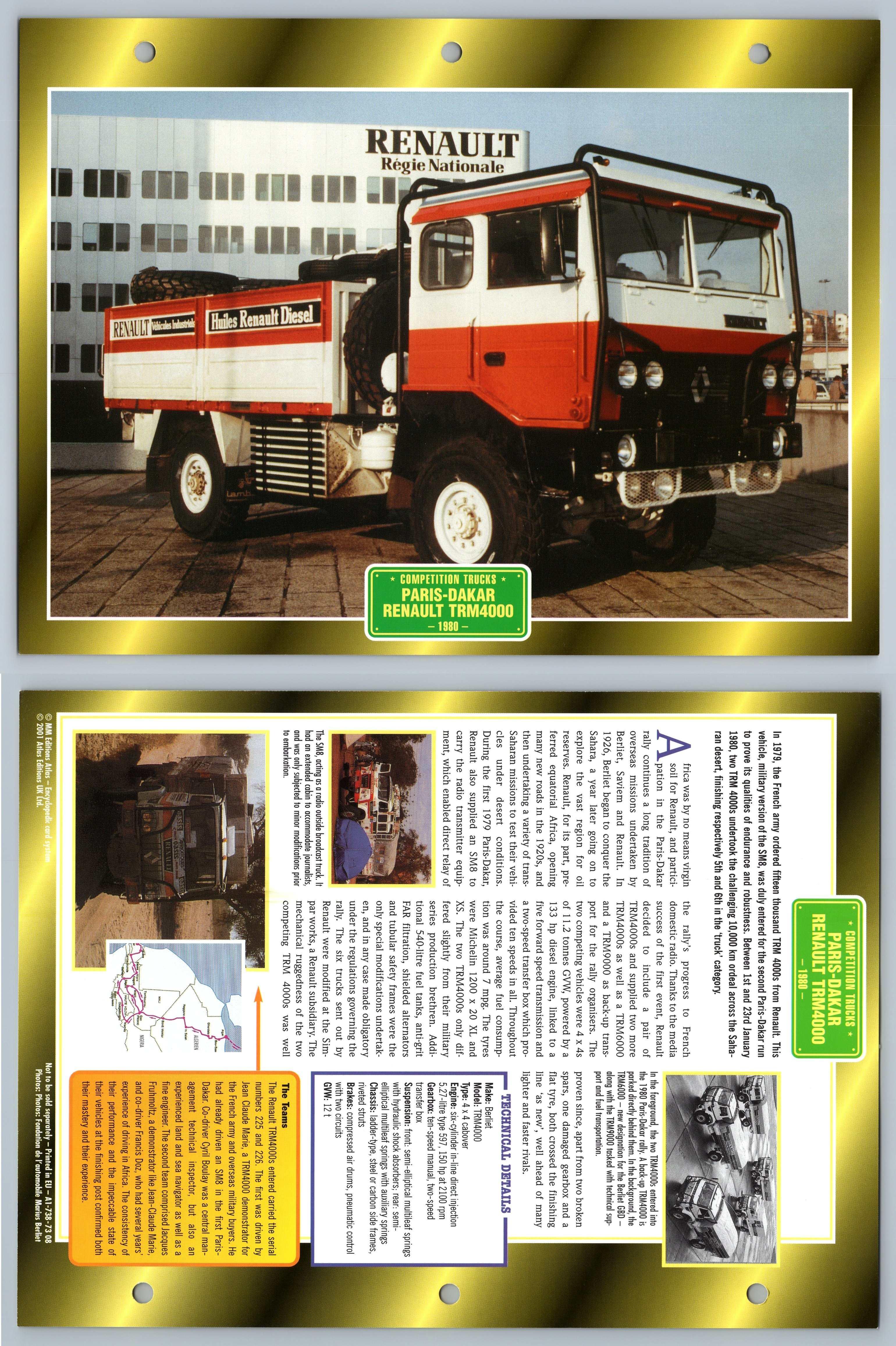 Paris-Dakar Renault TRM4000 - 1980 - Competition Trucks Atlas Maxi Card