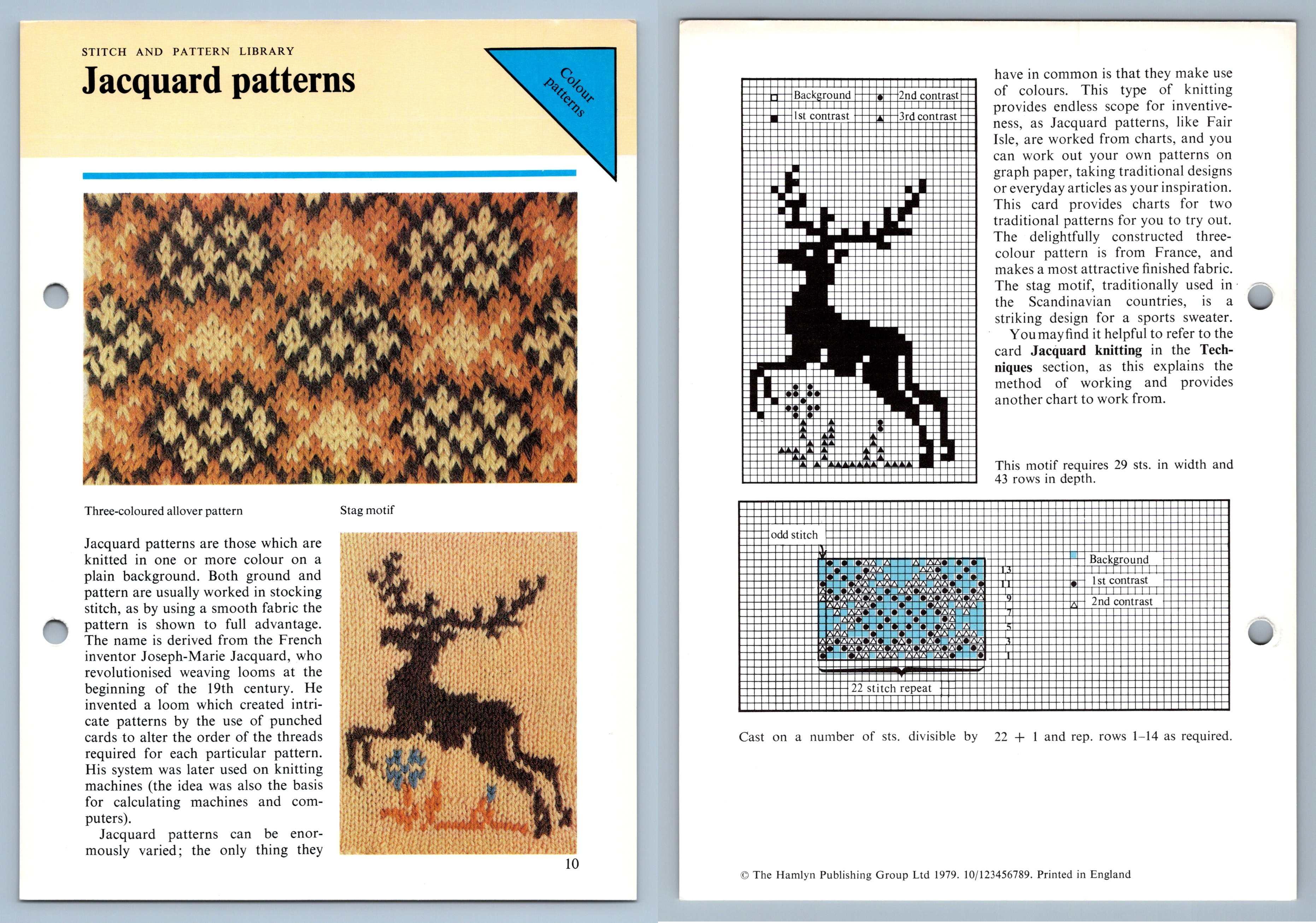 Modèles jacquard - point - 1979 carte d'instruction collection de tricot Odhams - Photo 1/1