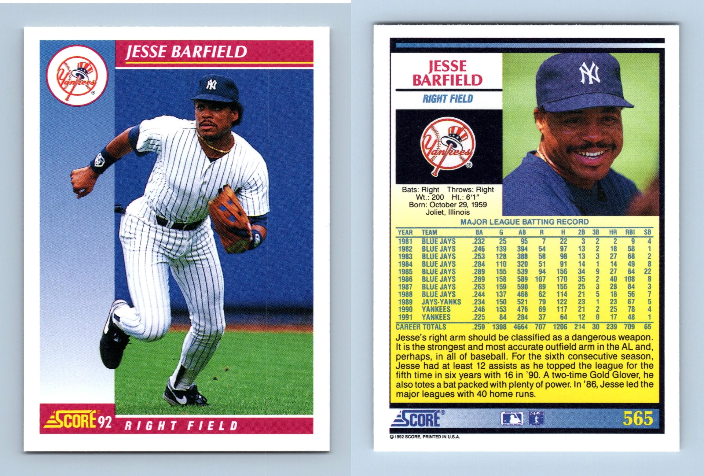 Jesse Barfield Baseball Cards