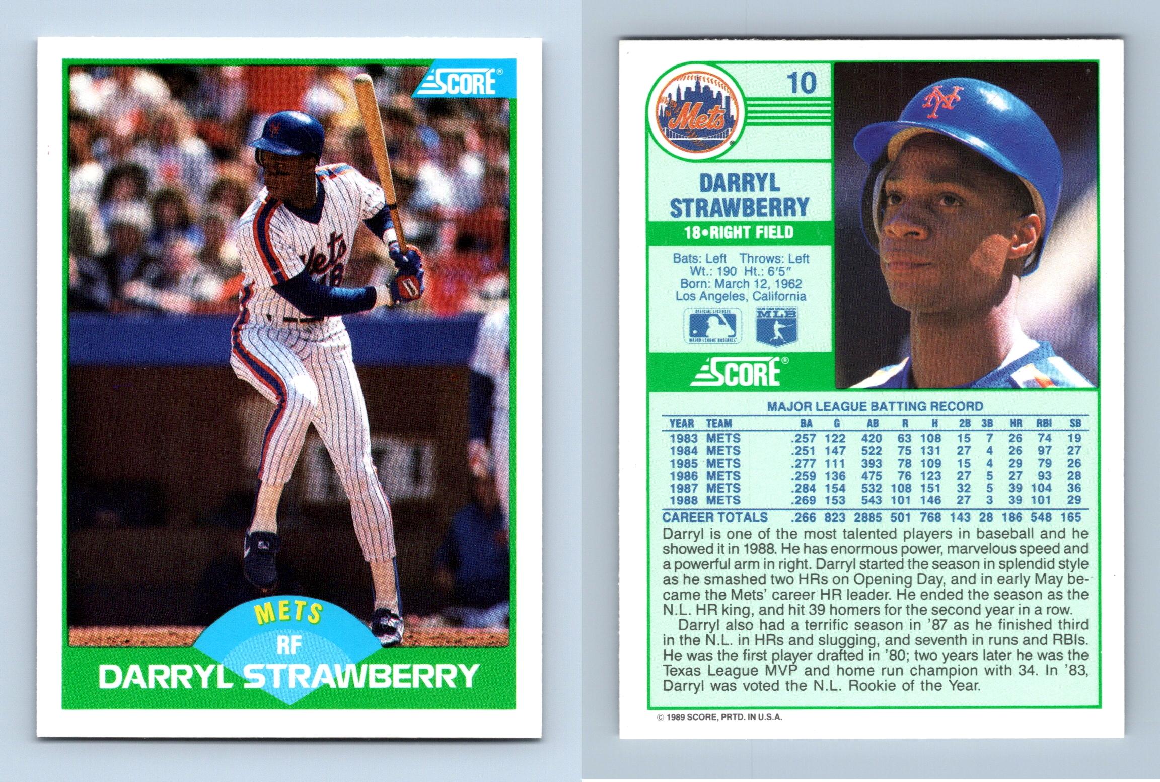 Darryl Strawberry - Mets #10 Score 1989 Baseball Trading Card