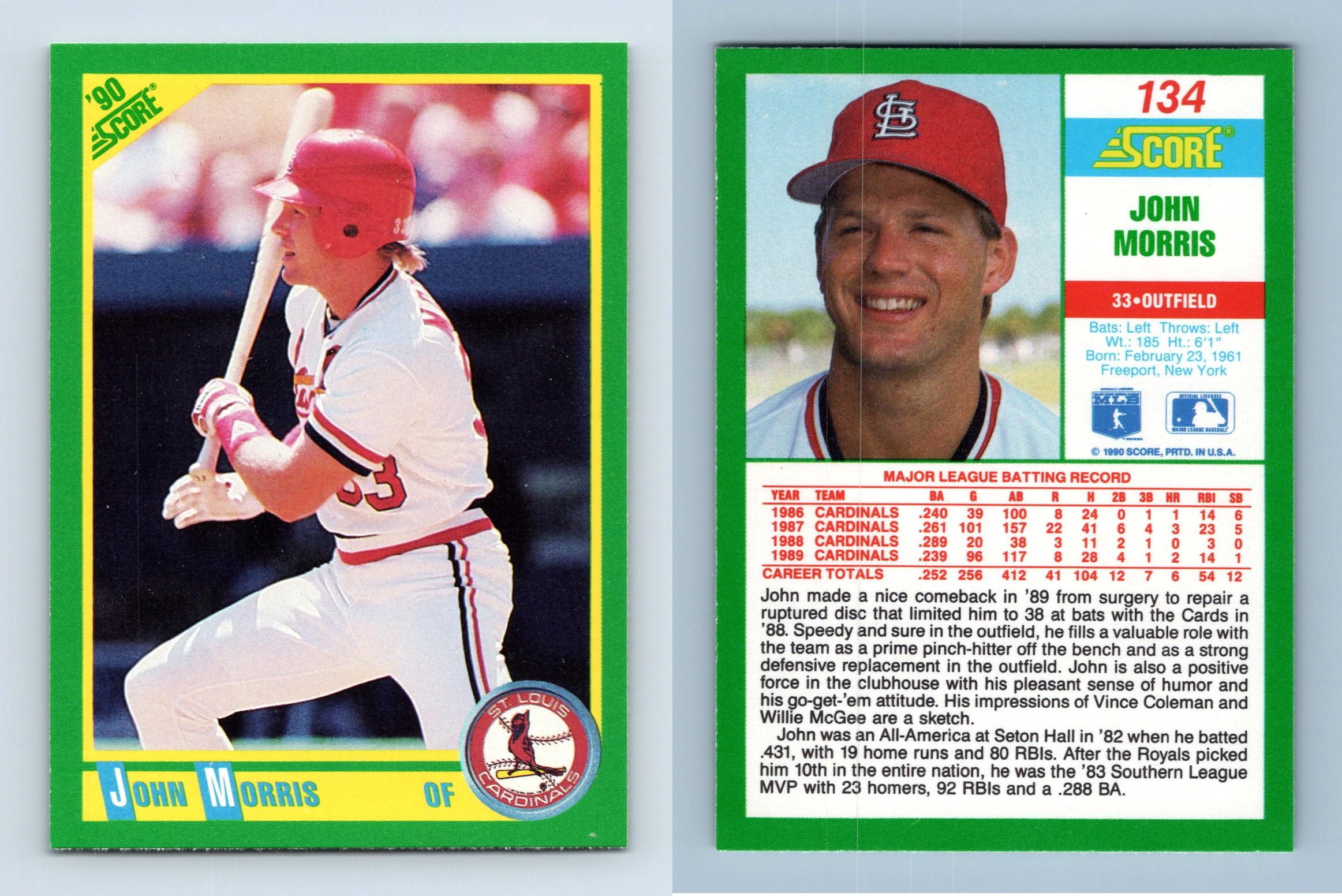 John Morris - Cardinals #134 Score 1990 Baseball Trading Card