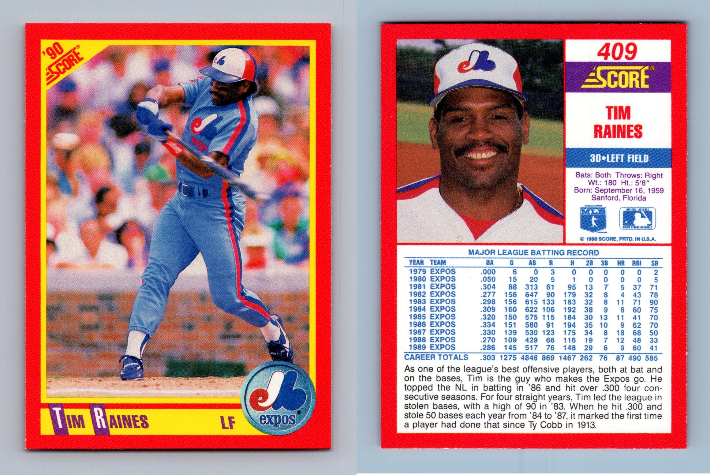 Tim Raines - Expos #409 Score 1990 Baseball Trading Card