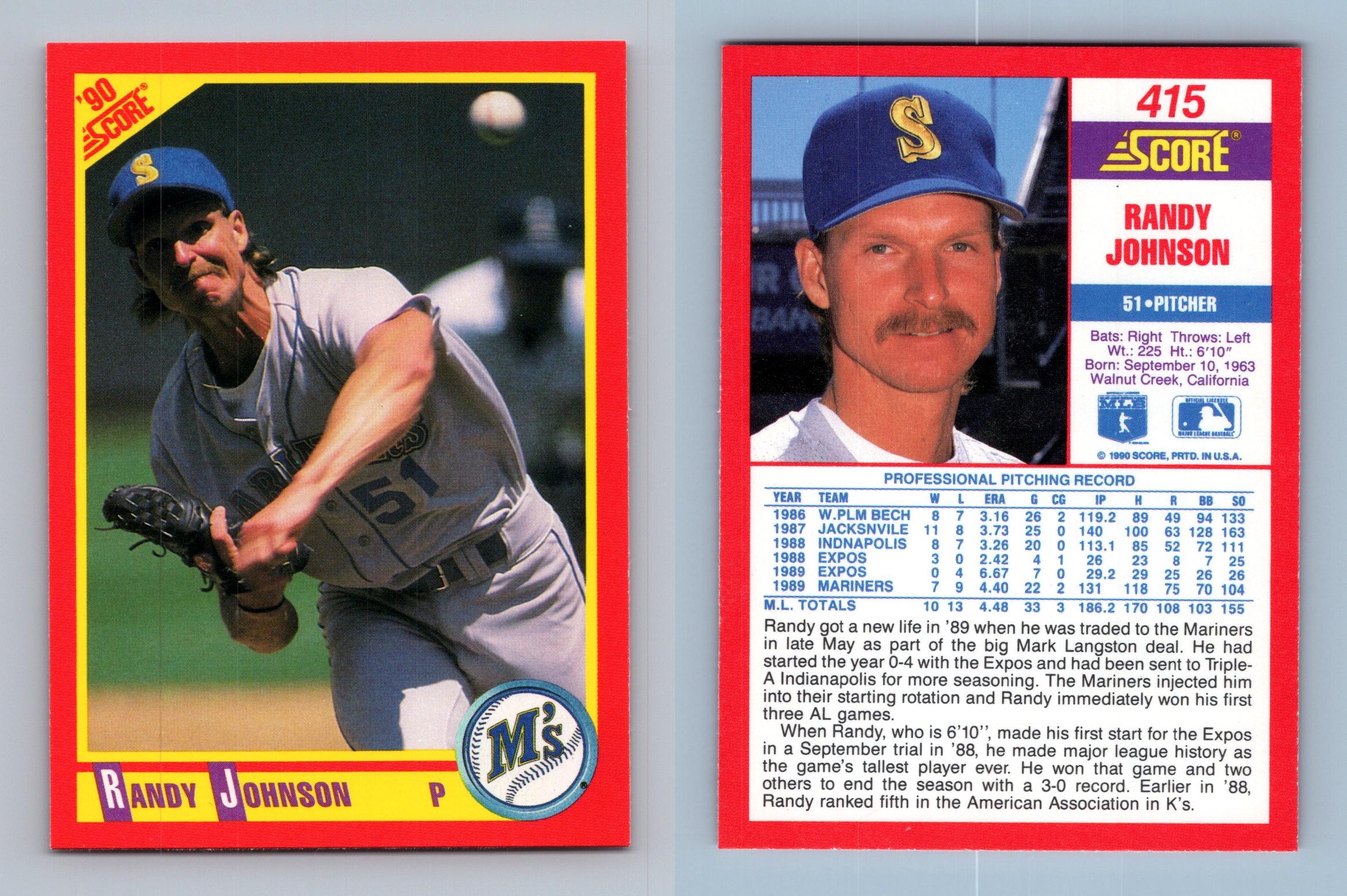 Randy Johnson 1991 Score Trading Card Mariners Baseball Card 