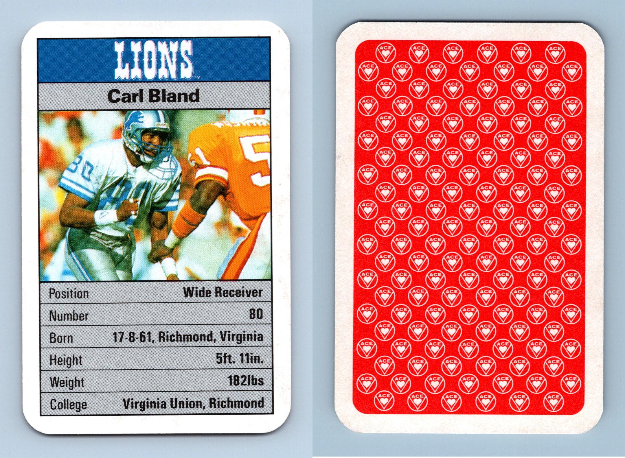 Carl Bland - Detroit Lions 1987 ACE NFL Fact Pack Card