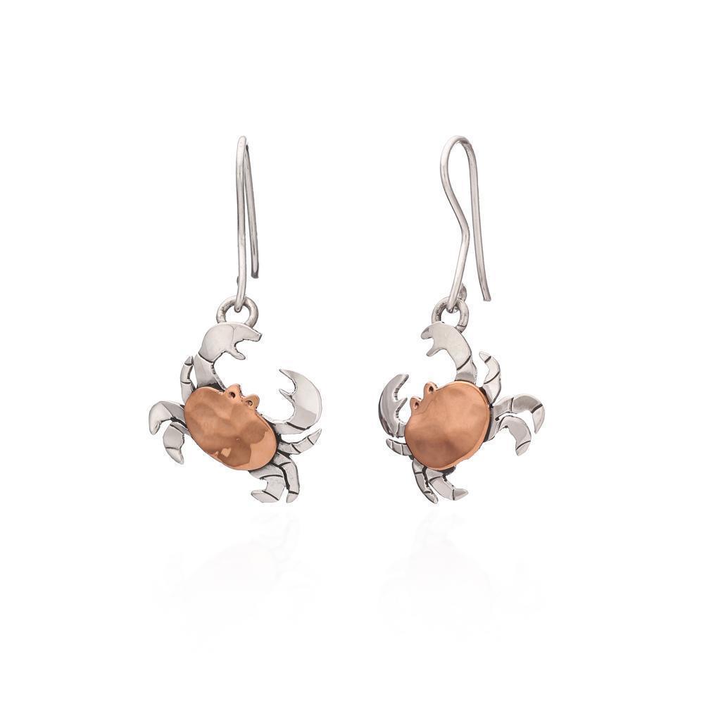 Sterling silver deals crab earrings