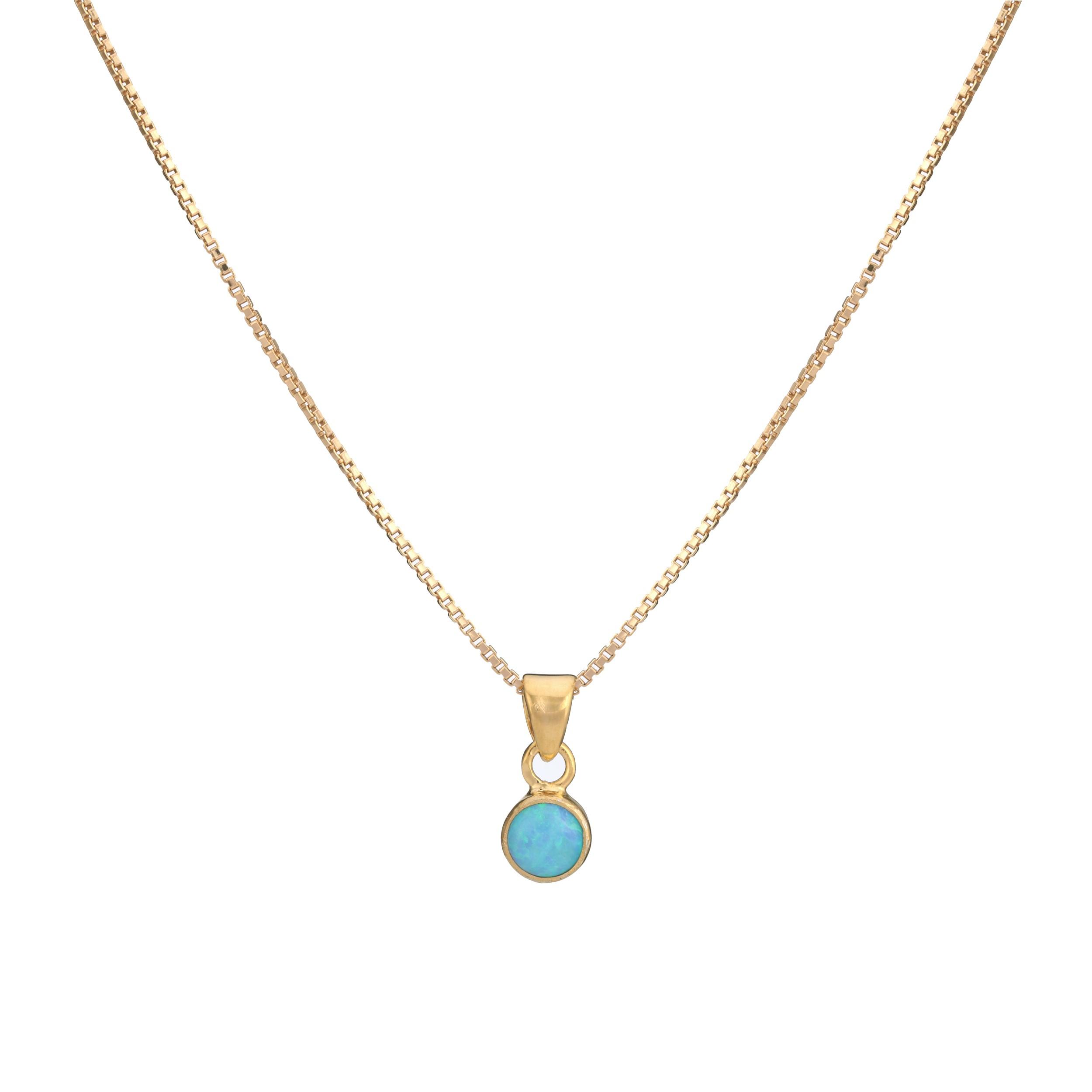 Gold Opal Pendant With Chain