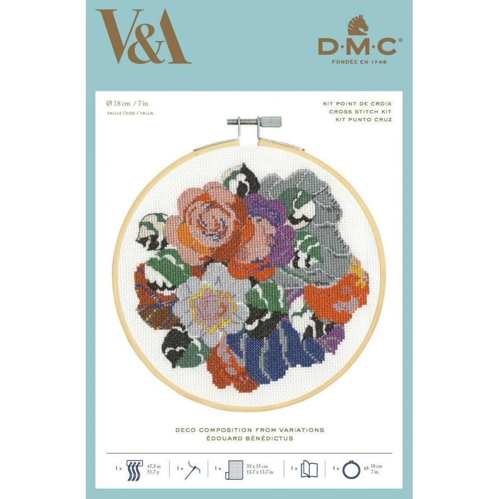 DMC - Vu0026A Deco Composition from Variations by Edouard Benedictus (incl  wooden hoop) cross stitch kit