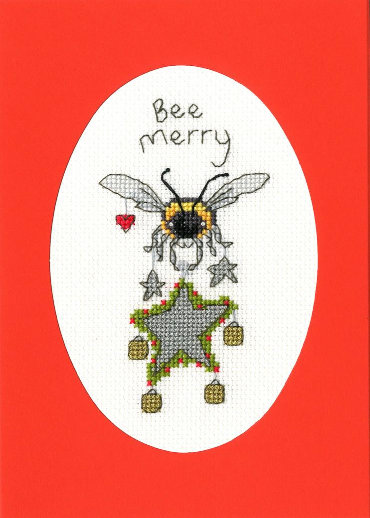 Bothy Threads - Bee Merry cross stitch card kit XMAS45