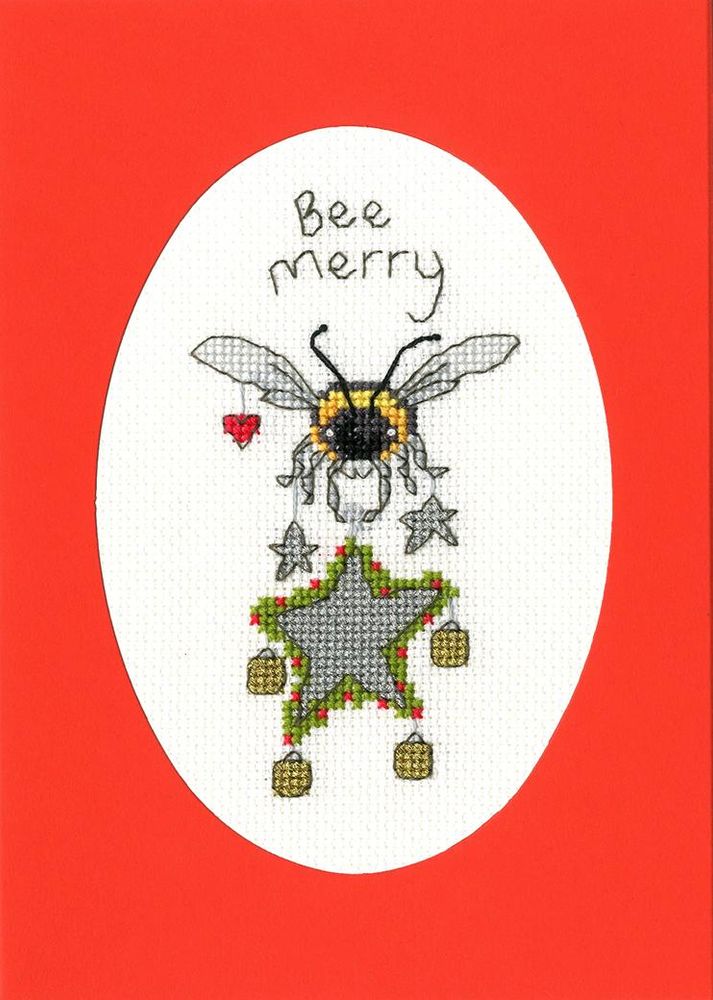 Bothy Threads - Bee Merry cross stitch card kit XMAS45
