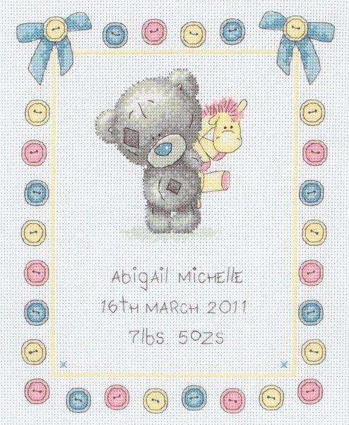 Anchor Tiny Tatty Teddy TTT0002 Buttons Birth Sampler