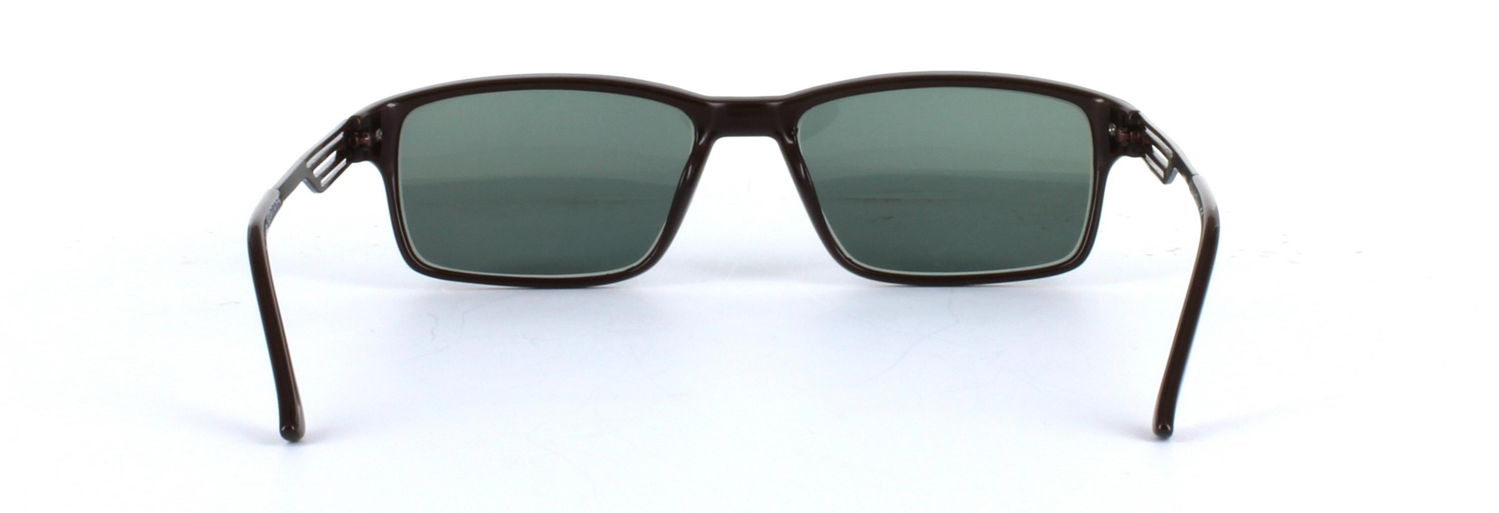 Boston Brown Full Rim Rectangular Plastic Sunglasses - Image View 3