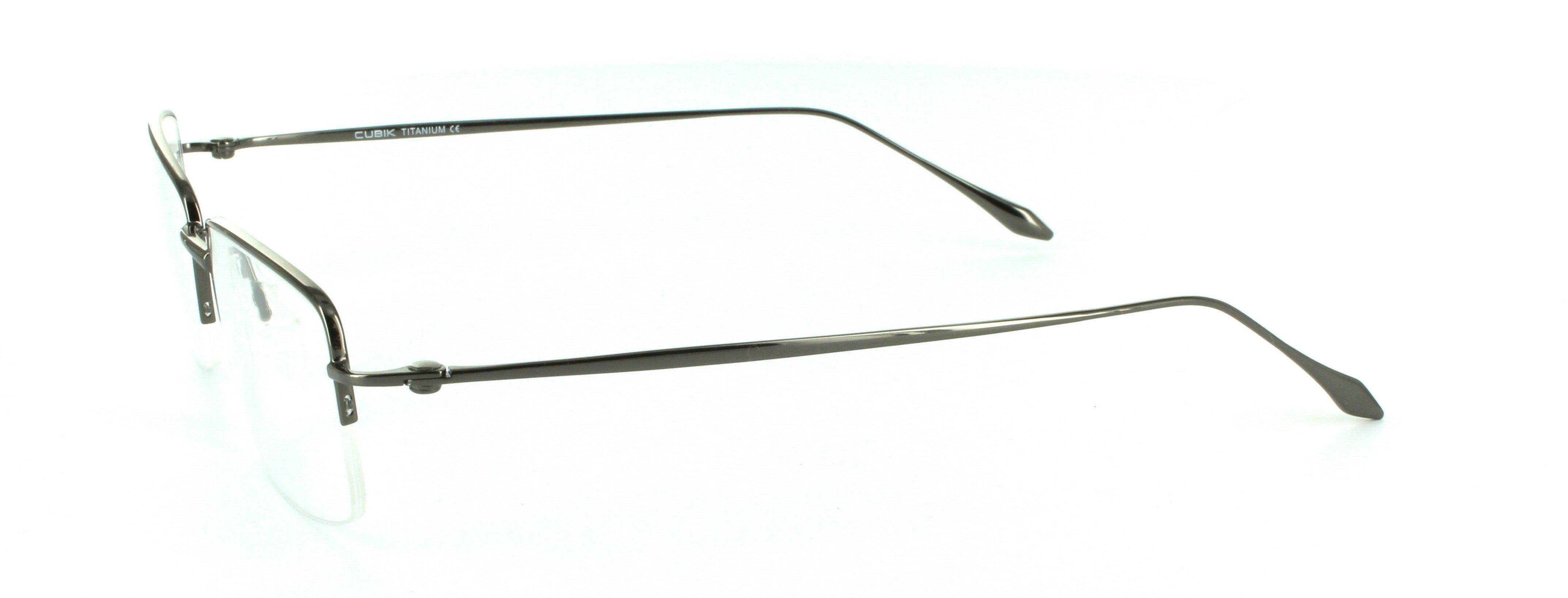 Gunmetal Semi Rimless Rectangular Titanium Glasses Toby - Image View 2